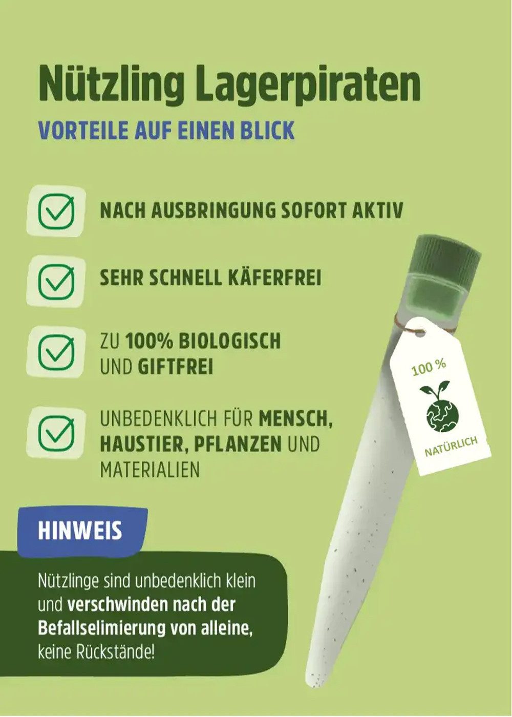 Futura-Shop Schlupfwespen Nützling Lagerpiraten gegen Speckkäfer, Khaprakäfer und Reismehlkäfer, 100% Biologisch
