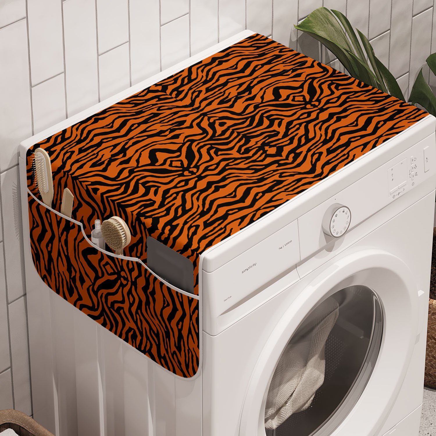 und Abakuhaus Anti-Rutsch-Stoffabdeckung Badorganizer Dschungel-Tiger-Haut-Streifen Waschmaschine für Trockner, Safari