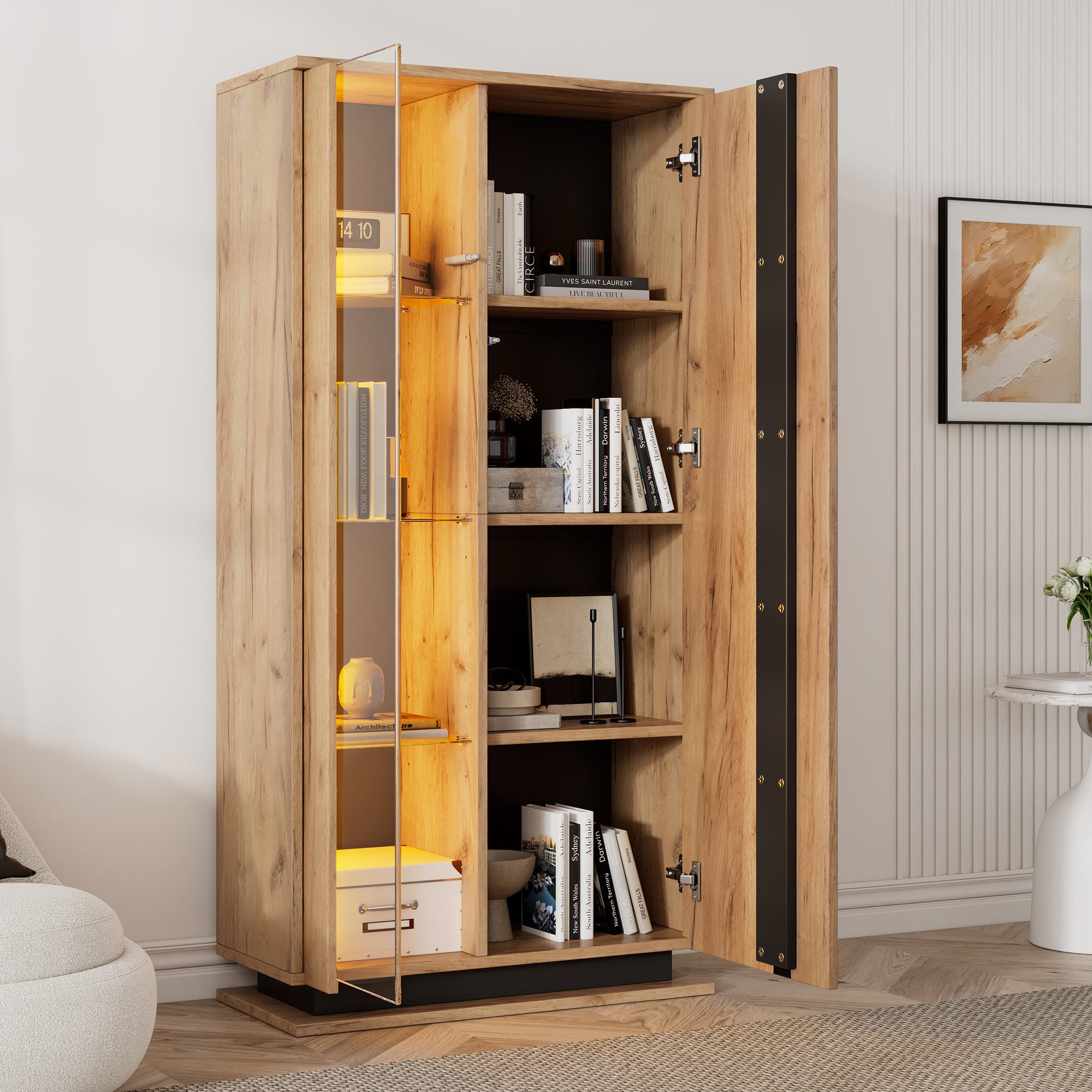 KLAM HOME Vitrine 80*35*160cm Vitrinenschränke, Vitrine günstig online kaufen
