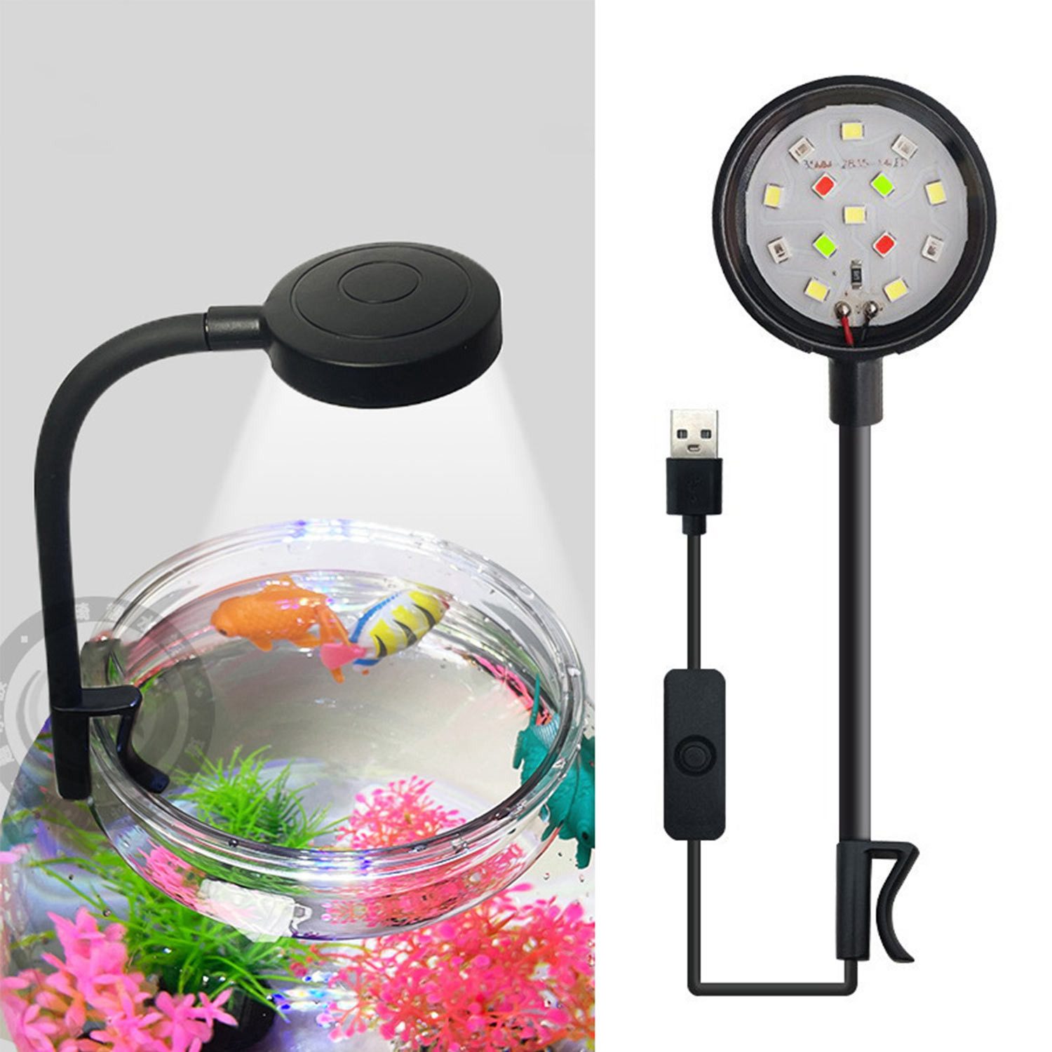 MAGICSHE LED Aquariumleuchte Aquarium klemmlampe Mit USB, LED fest integriert, Mini Aquarium Bleichung