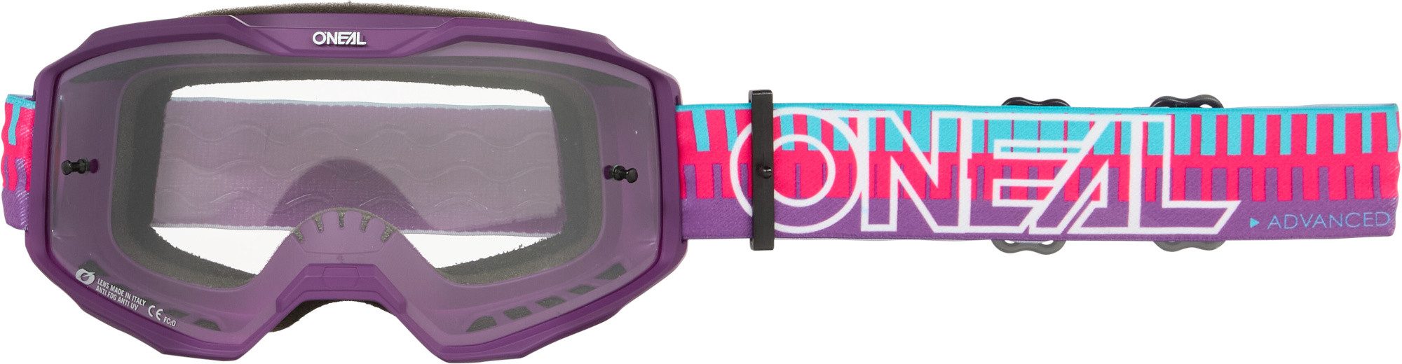 O’NEAL Motorradbrille B-10 STRIPED Clear Motocross Brillen, Mit Band,Kratzfest