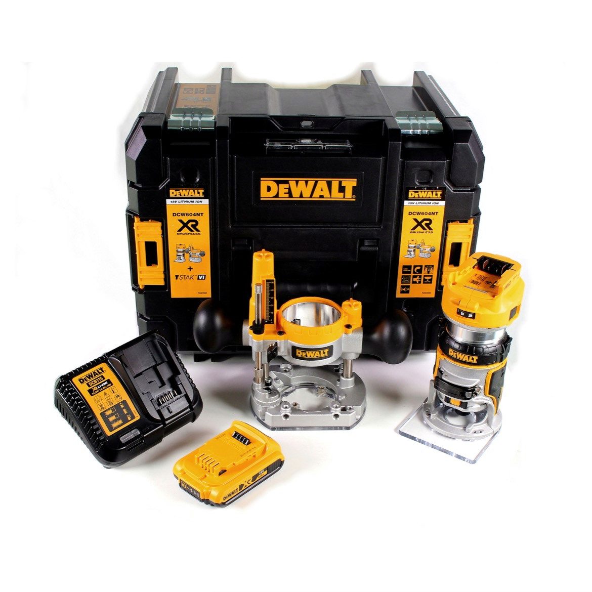 DeWalt Oberfräse DCW 604 D1 Akku Kombifräse 18V 55 mm + 1x Akku 2,0 Ah + 1x