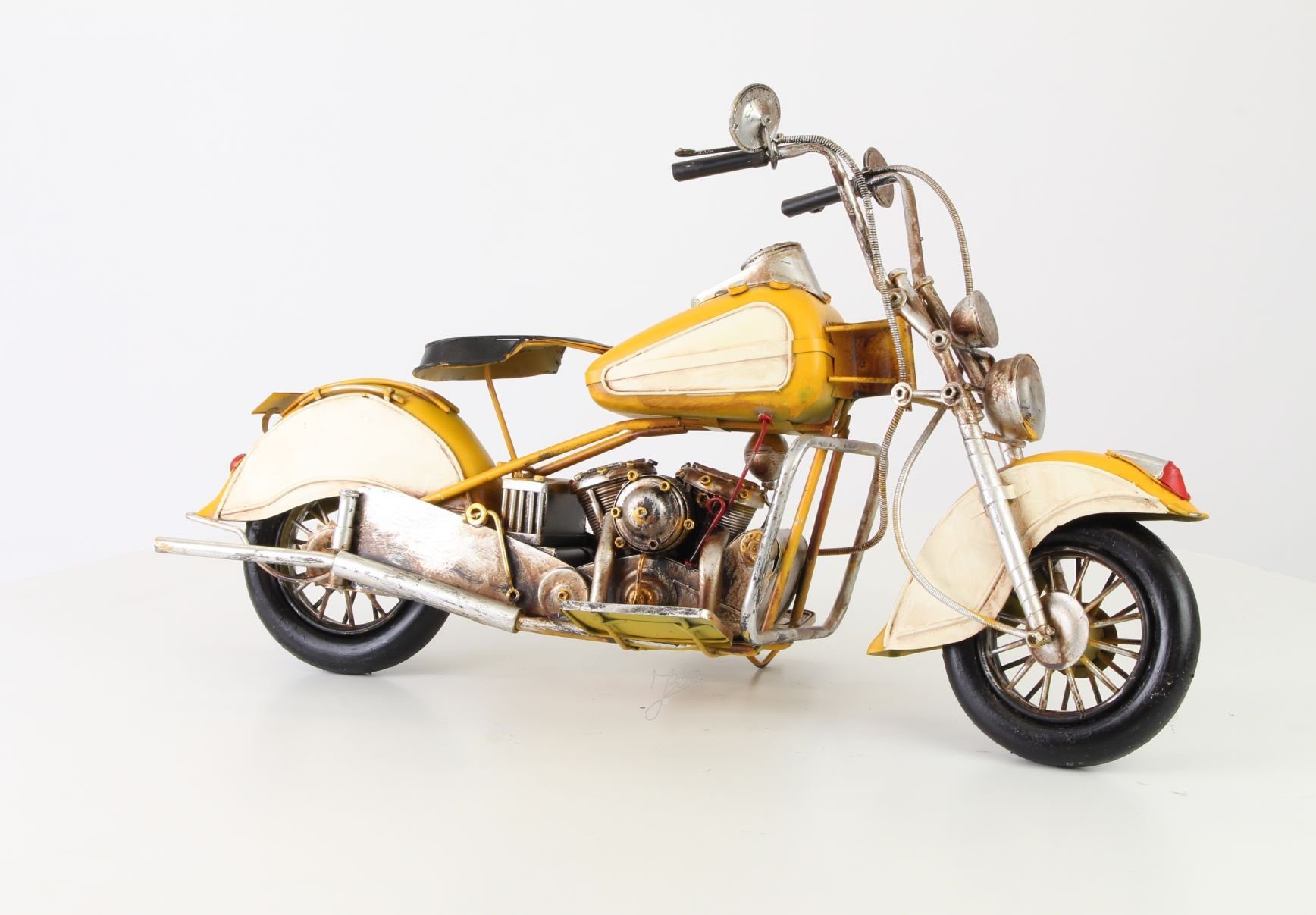 Modellauto Motorrad Chopper Modell Retro Vintage Blech Länge 58,9 cm