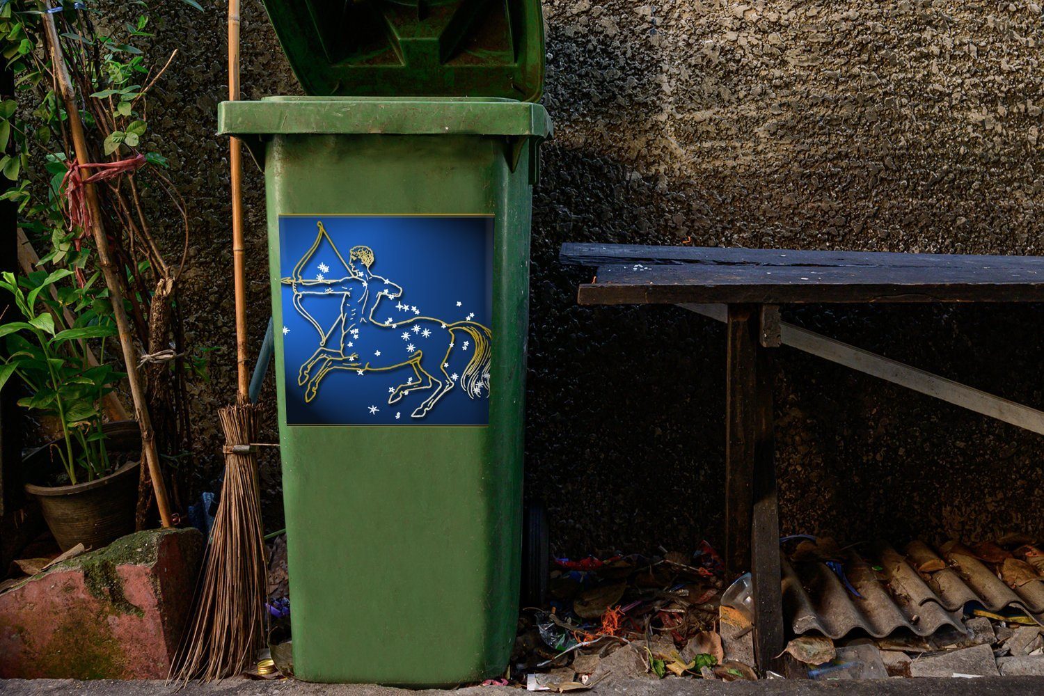 MuchoWow Wandsticker Sterne Mülleimer-aufkleber, - Mülltonne, Schütze Abfalbehälter Container, Sticker, Sternzeichen - St), (1