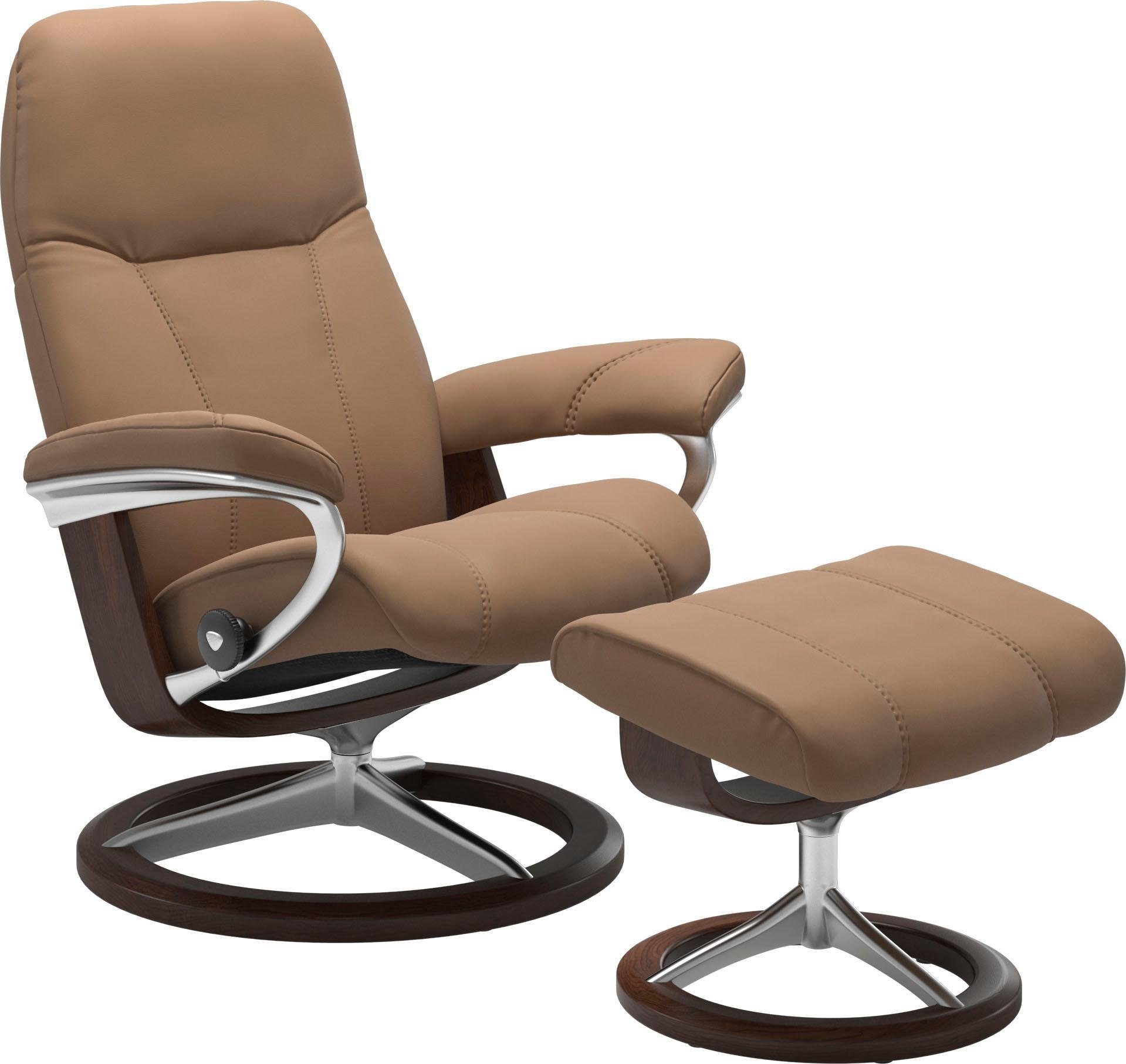 Stressless® Relaxsessel Consul (Set, Relaxsessel mit Hocker), mit Hocker, mit Signature Base, Größe L, Gestell Braun | Funktionssessel