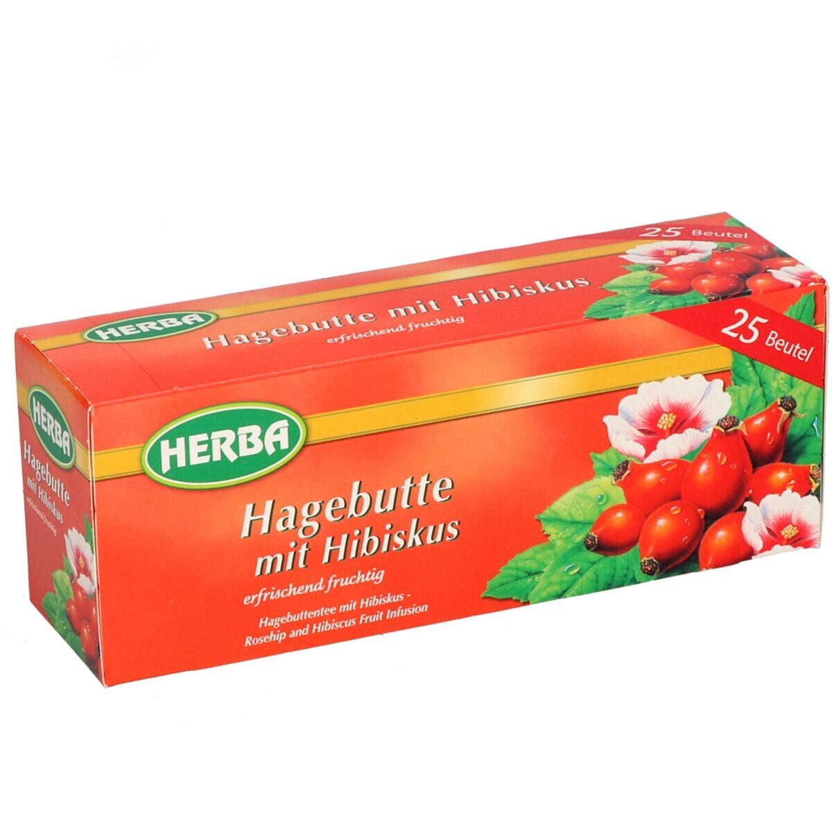 HERBA Tee Hagebutte mit Hibiskus, 25 Teebeutel, Früchtetee