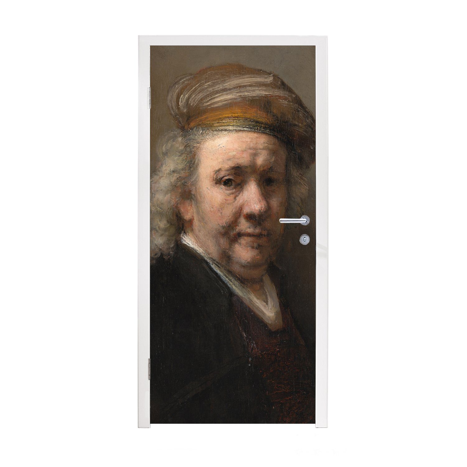 MuchoWow Türtapete 75x205 Türaufkleber, bedruckt, für Selbstbildnis (1 Matt, von Tür, van Rijn, - St), Rembrandt Fototapete Gemälde cm