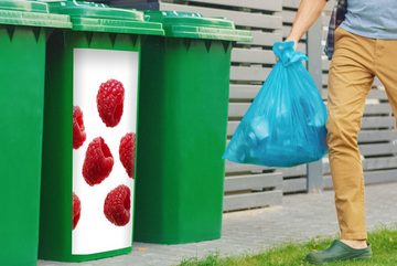 MuchoWow Wandsticker Obst - Himbeere - Weiß (1 St), Mülleimer-aufkleber, Mülltonne, Sticker, Container, Abfalbehälter