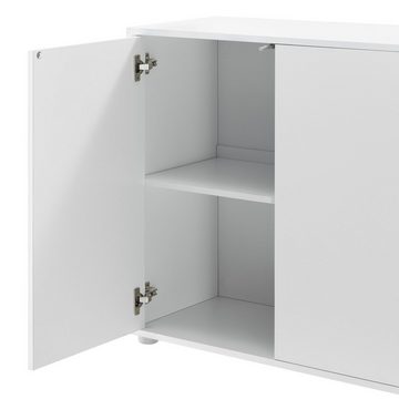 en.casa Sideboard, »Paarl« Kommode Schubladenschrank mit 3 Türen weiß matt