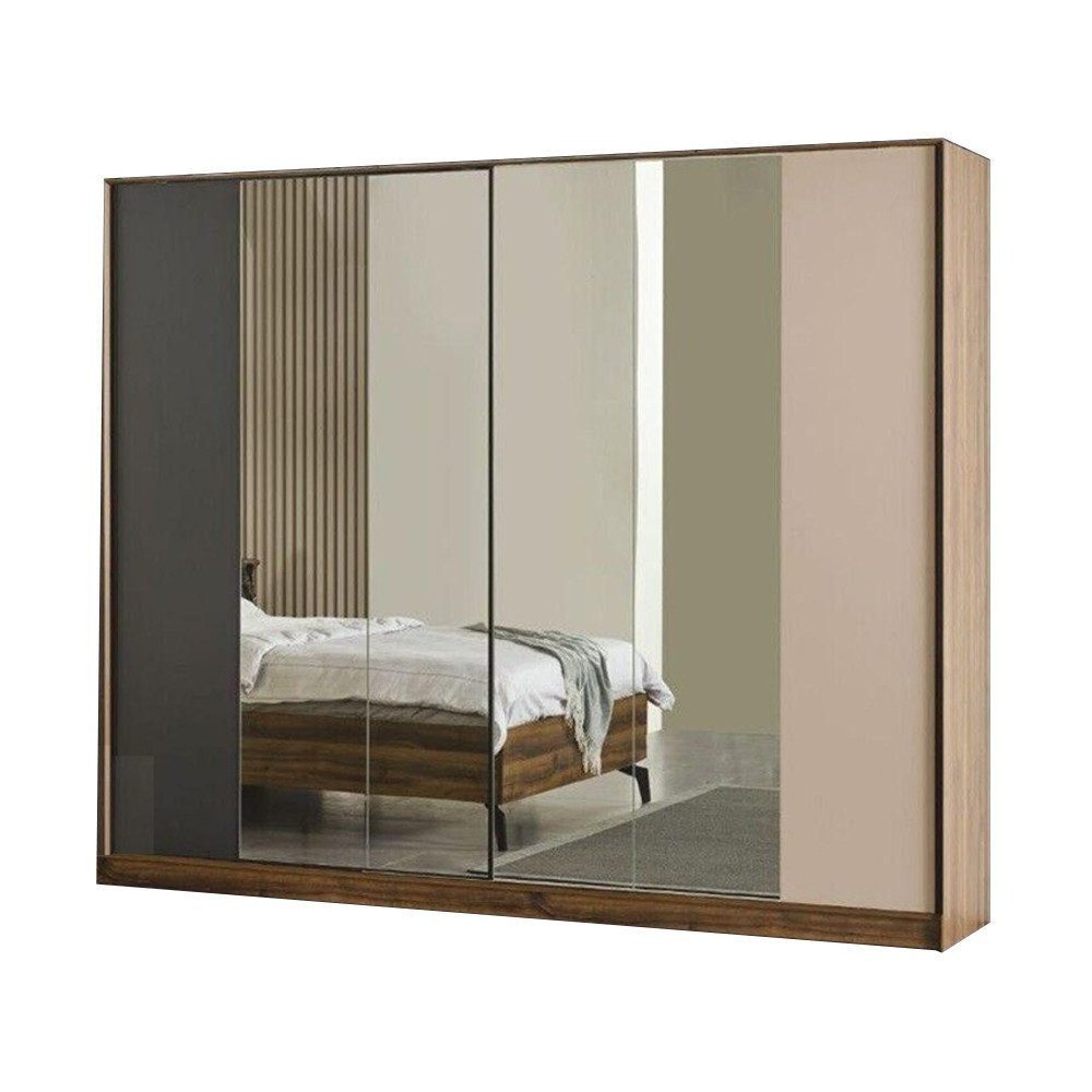 Xlmoebel Kleiderschrank Luxus Kleiderschrank mit Spiegel und modernem Holzdesign (1-St., Kleiderschrank) Hergestellt in Europa
