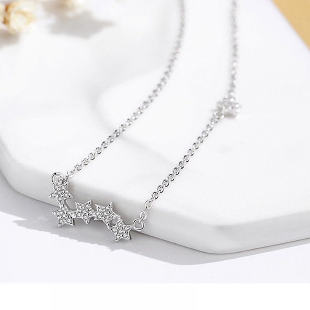 Invanter Fußkette mit Halskette Diamant besetzt Schlüsselbein (1-tlg), Inklusive fünf Damen Geschenktüte Anhänger spitze Stern