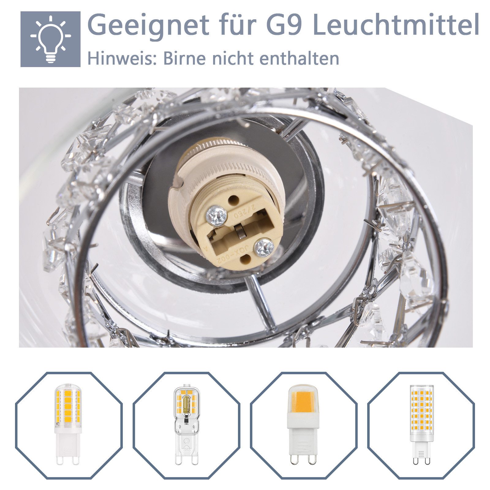 Nettlife Pendelleuchte Esszimmer Kristall Glas G9 Modern Hängeleuchte 120CM günstig online kaufen