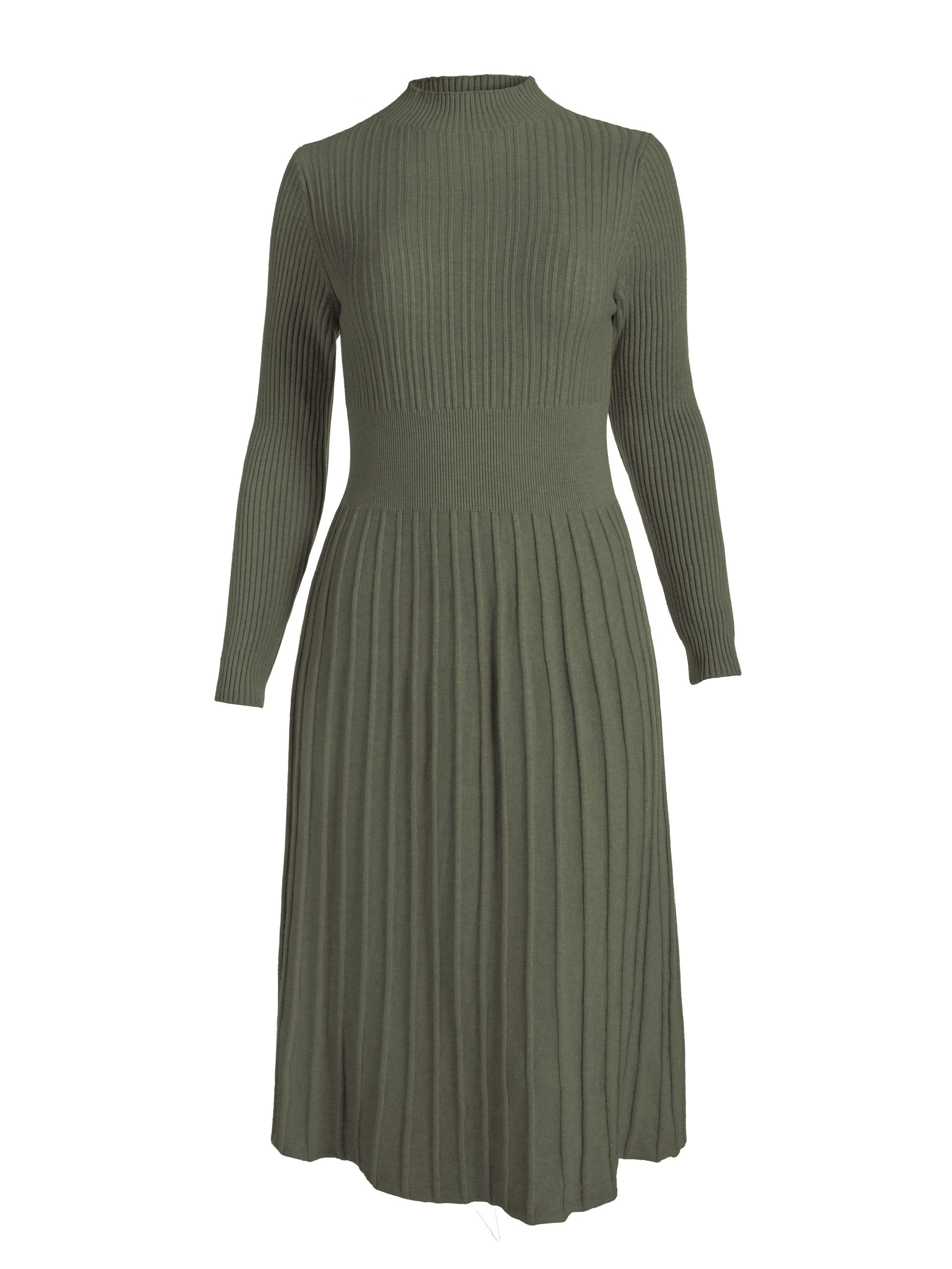PEKIVESSA Strickkleid Midikleid tailliert weicher Strick mit ausgestelltem günstig online kaufen