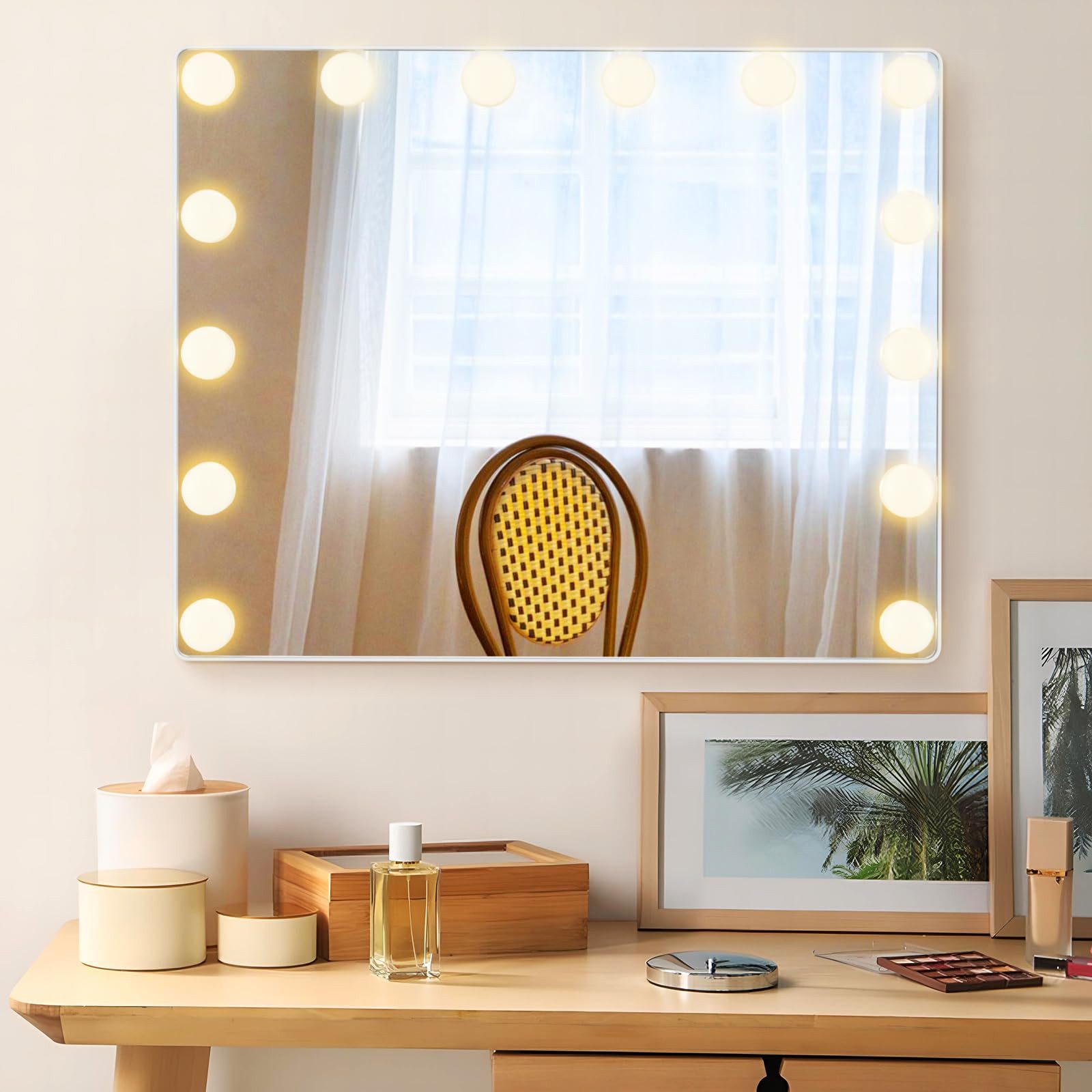 COSTWAY LED-Lichtspiegel, 2-in-1 Tischspiegel & Wandspiegel, günstig online kaufen