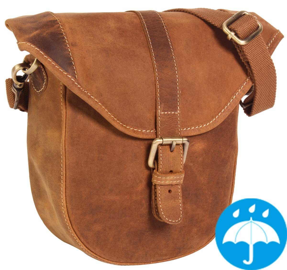 Gusti Leder Lenkertasche »Félicia B.«, Fahrradtasche Lenkertasche  Umhängetasche Handtasche kompatibel mit Klickfix Platte Braun Leder Damen  Herren