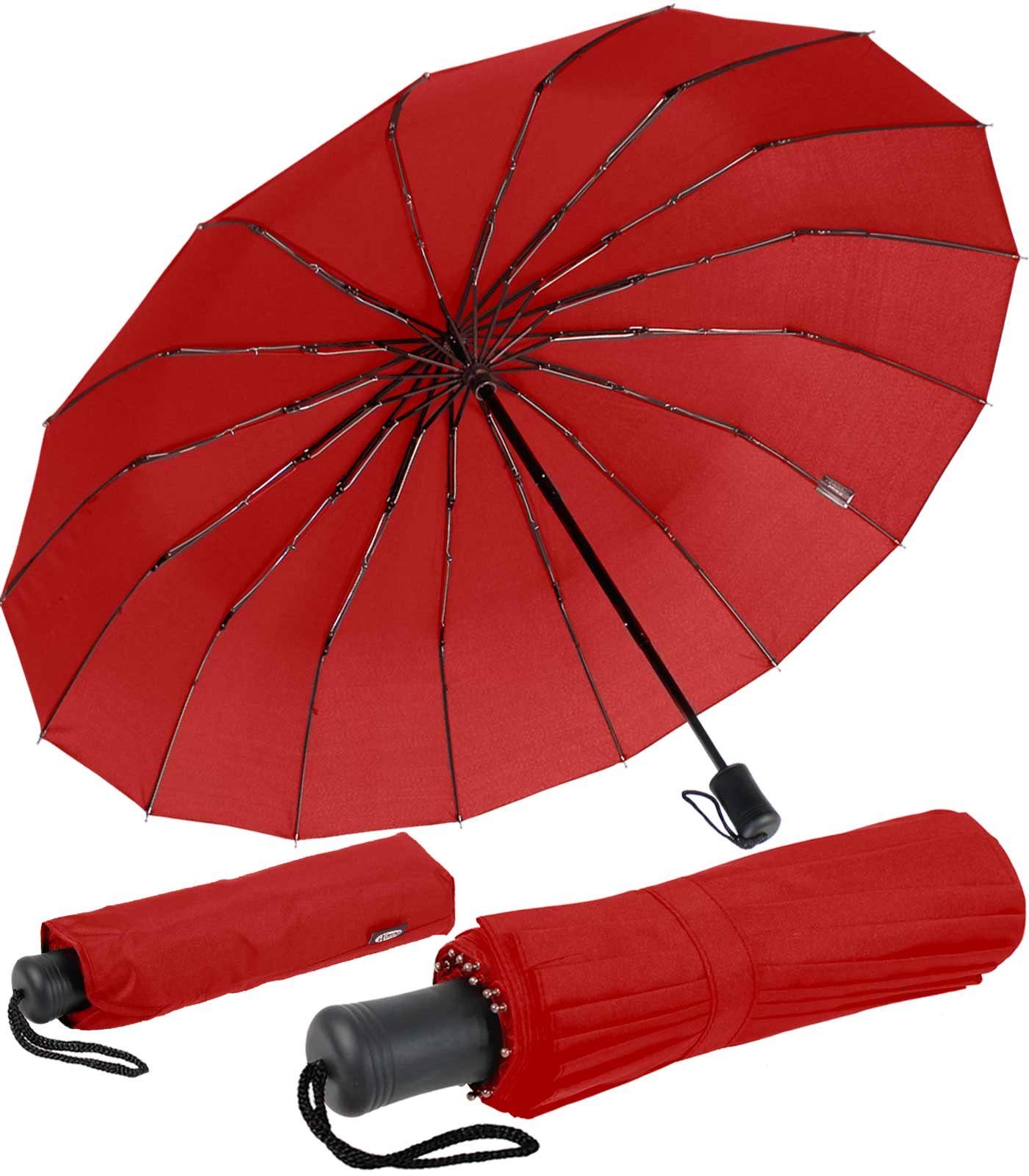 iX-brella Taschenregenschirm Mini mit 16 Streben extra stabil und farbenfroh, farbenfroh rot