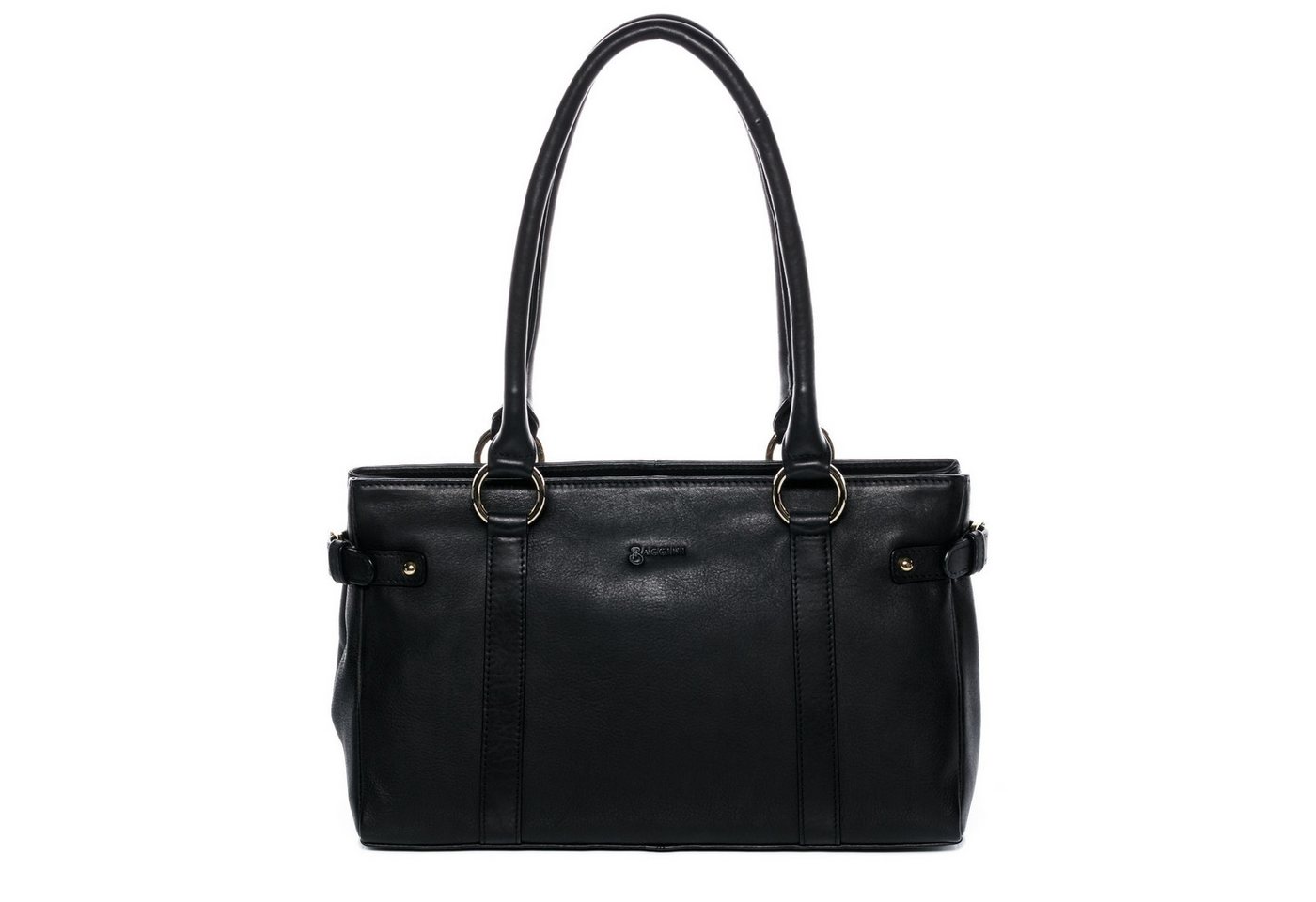 BACCINI Umhängetasche echt Leder Handtasche Schultertasche groß schwarz NOEMI, Schultertasche Echtleder für Damen, Shopper schwarz