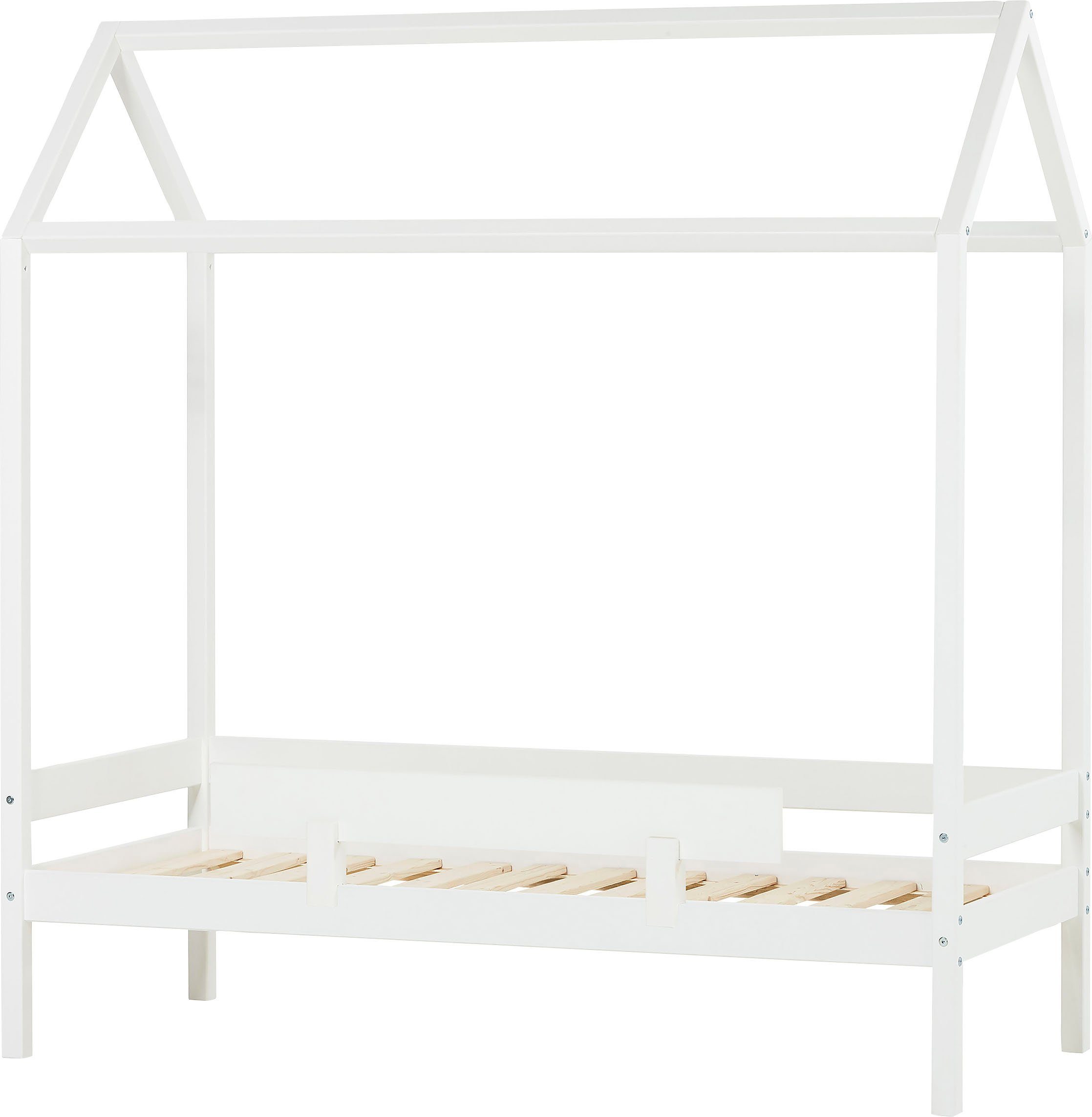 Hoppekids Kinderbett ECO Comfort Bett, Hausbett mit Dach wahlweise mit Rausfallschutz