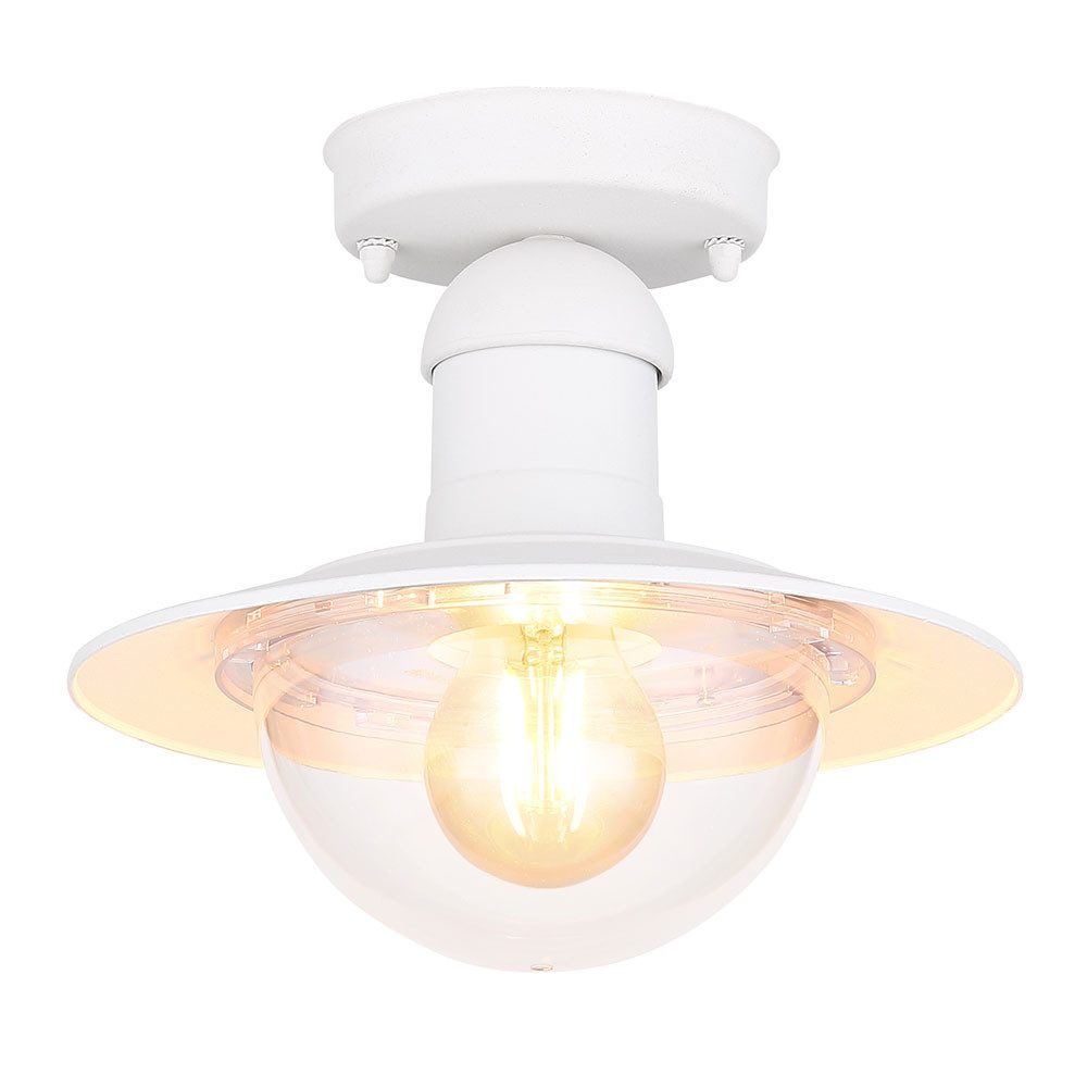 GLOBO LIGHTING Außen-Deckenleuchte, Leuchtmittel nicht inklusive, Außenleuchte Deckenleuchte Lampe ALU-Guss Weiß IP44 D 23,6cm