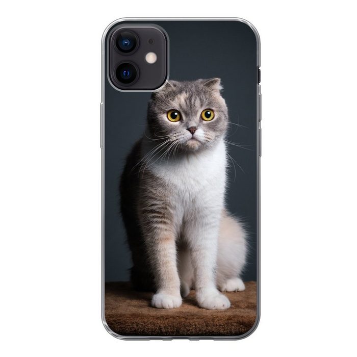 MuchoWow Handyhülle Katze - Haustiere - Licht Handyhülle Apple iPhone 12 Mini Smartphone-Bumper Print Handy