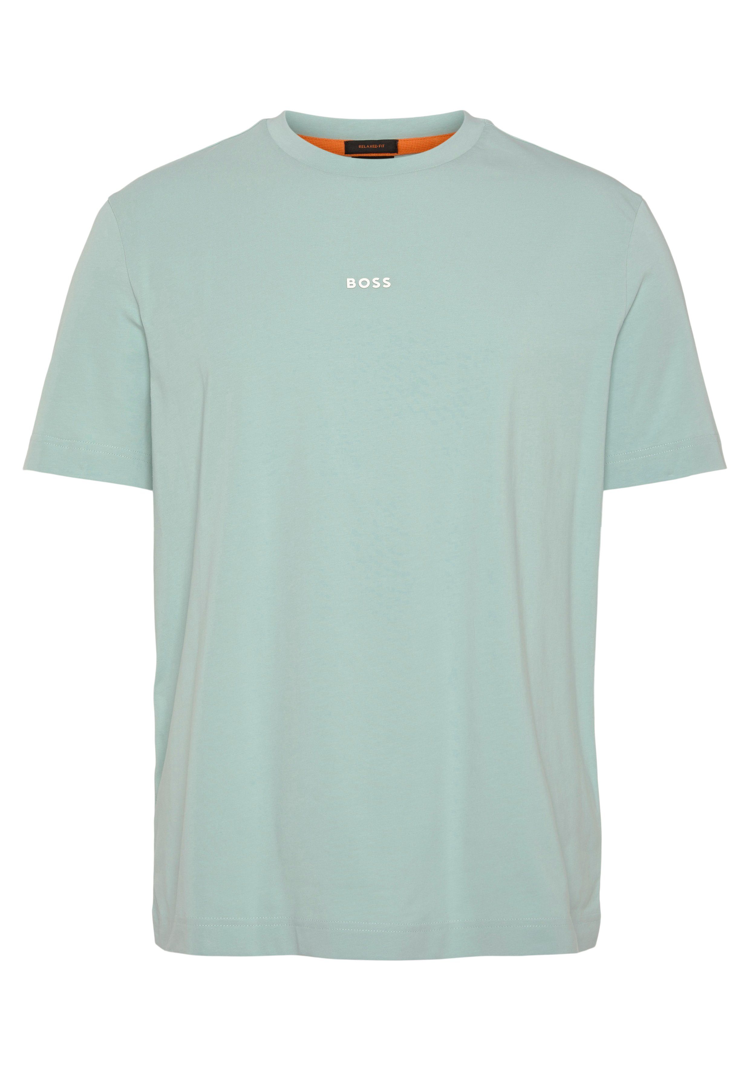 BOSS ORANGE 446 TChup (1-tlg) auf Brust Marken-Print Turquoise/Aqua mit der Print-Shirt