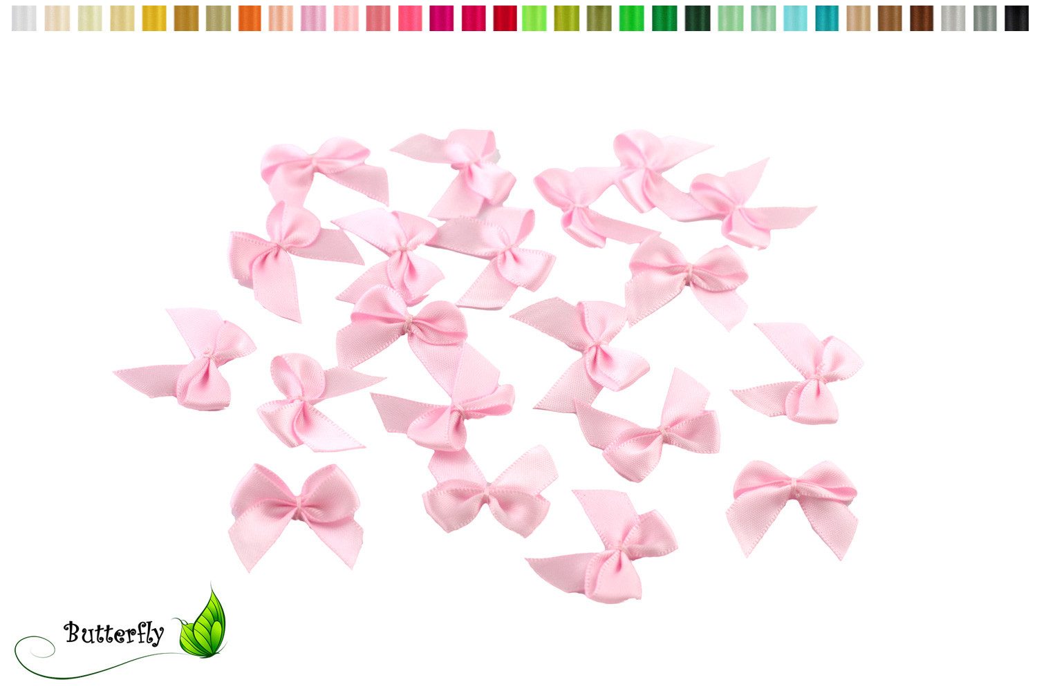 Creativery Streudeko, Satinschleifen 25x30mm zum Basteln & Aufnähen 20 Stück Rose