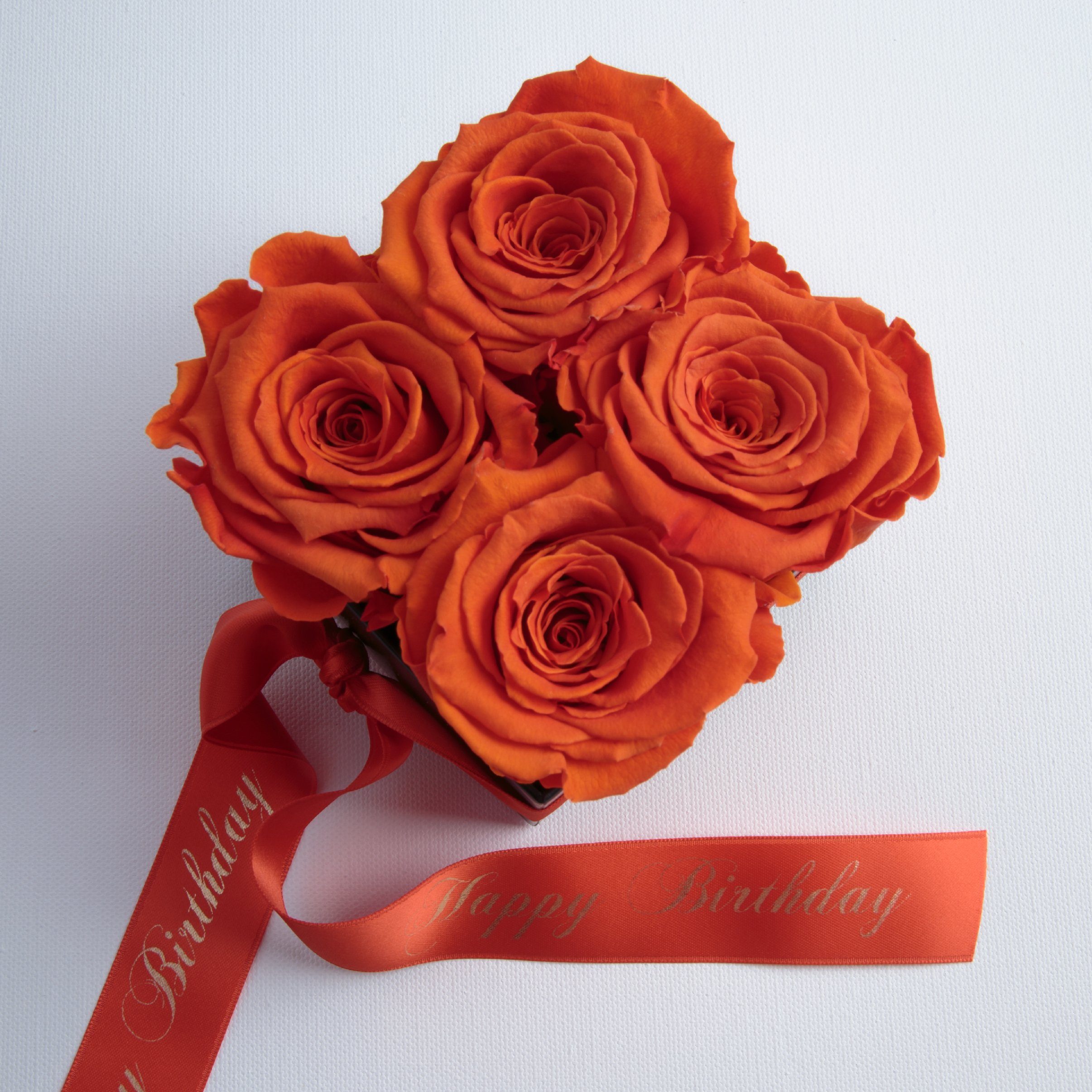 Kunstblume Infinity Rosenbox Happy Frauen orange 8.5 für cm, Rosen Rose, Geschenk echte haltbar ROSEMARIE Geburtstag Birthday SCHULZ 3 Jahre Heidelberg, Höhe