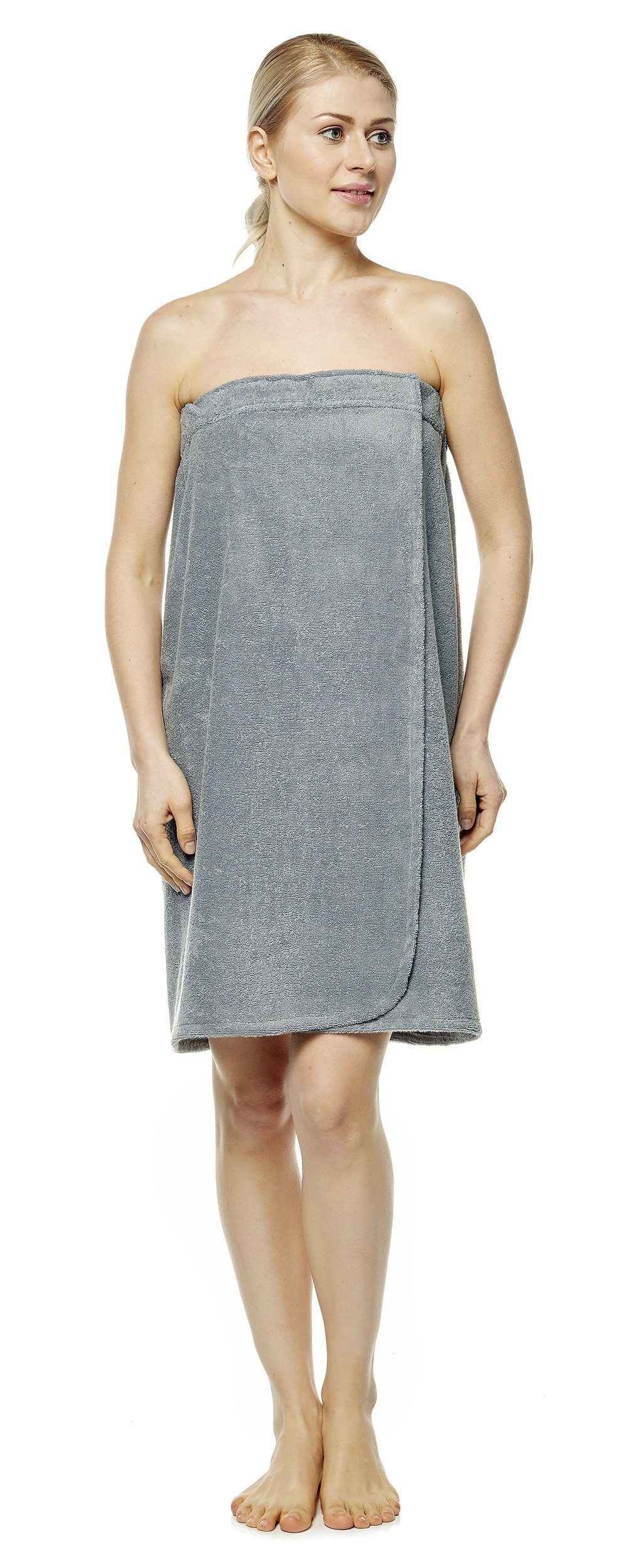 Kilt Saunakilt Damen – knielang mit Gummizug & Klett, für Wellness & Spa