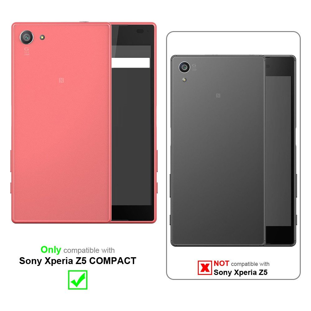 Cadorabo Handyhülle für Sony Xperia Z5 COMPACT Hülle Sony Xperia Z5 COMPACT, Schutzhülle Hülle mit Standfunktion, Magnetverschluss und Kartenfach