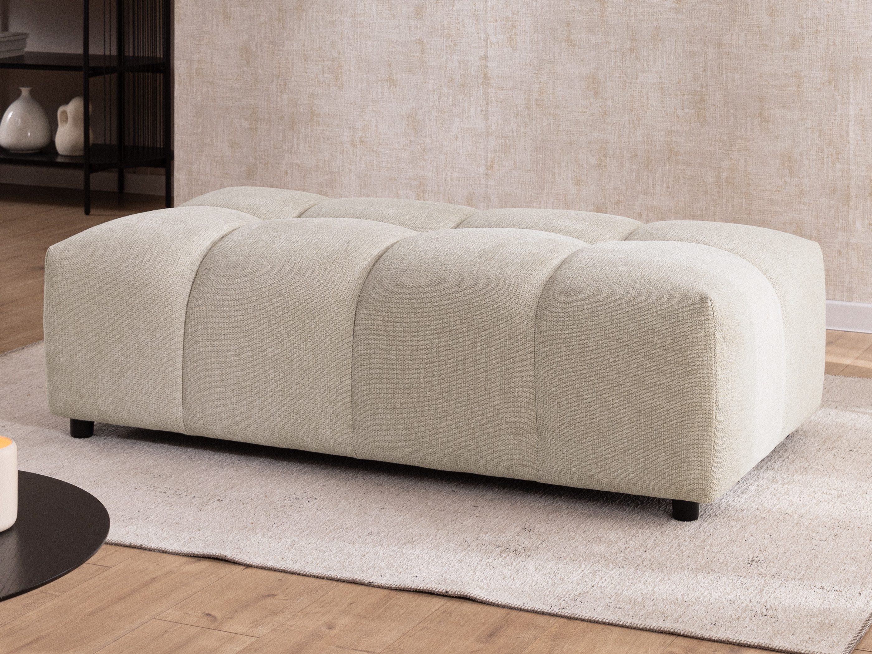 S-Style Möbel Polsterhocker Bubble mit Sitzfläche in Bubble-Optik aus weichem Strukturstoff (1 x Hocker), mit Wellenfederung
