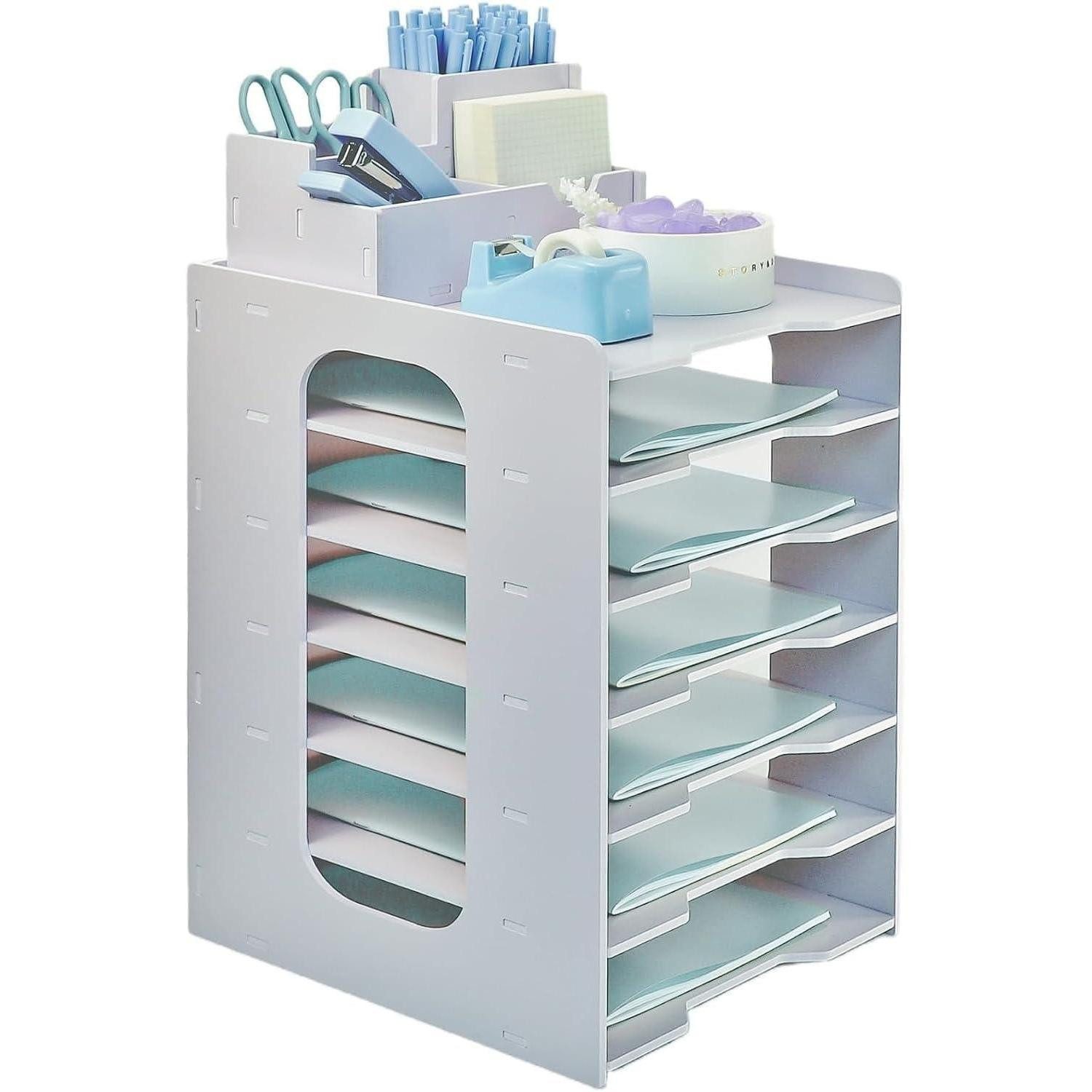 LuxusKollektion Briefablage Holz Briefablage mit Stifthalter 7-Tier Organizer