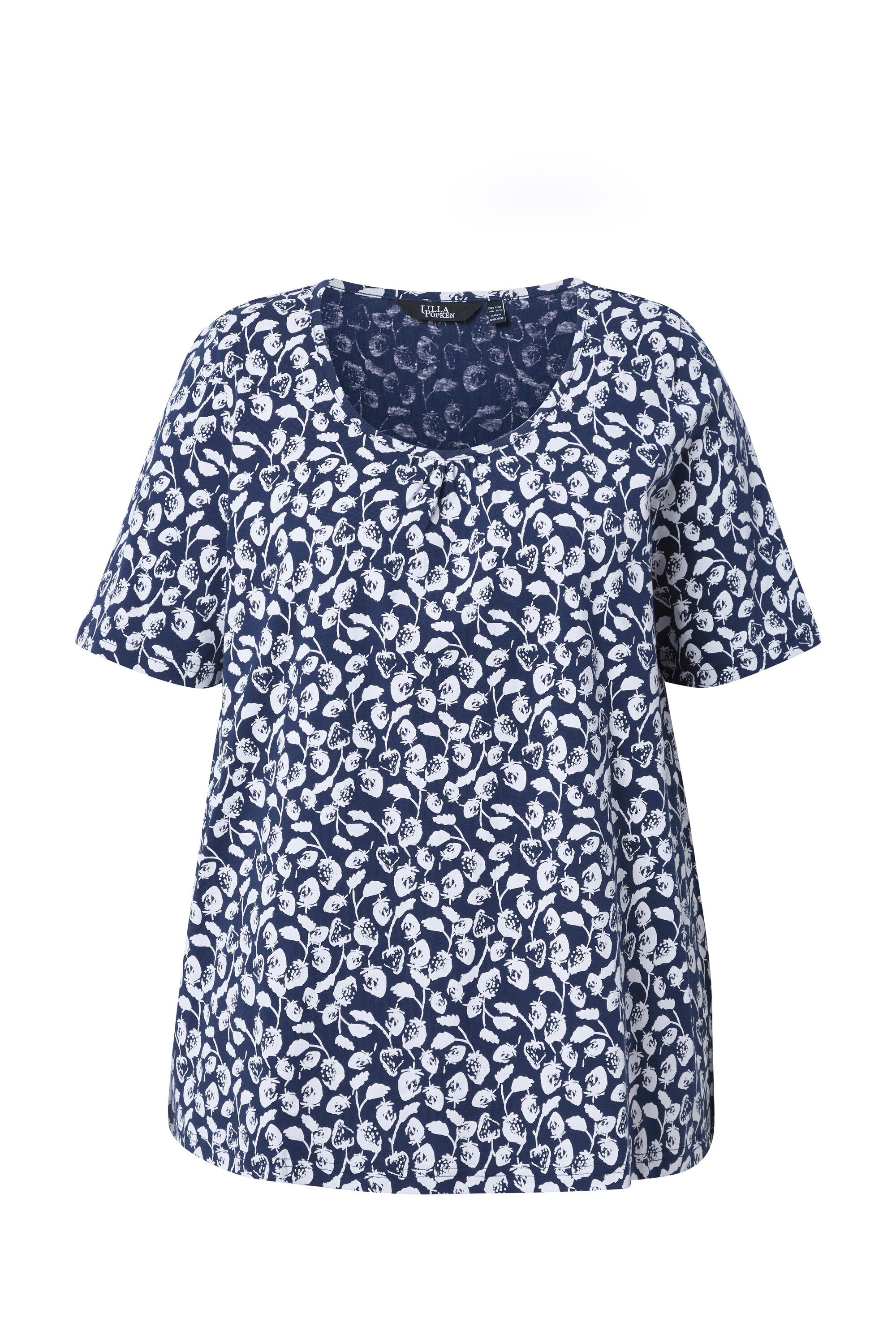 T-Shirt T-Shirt Erdbeeren Zierfalten A-Linie Rundhals