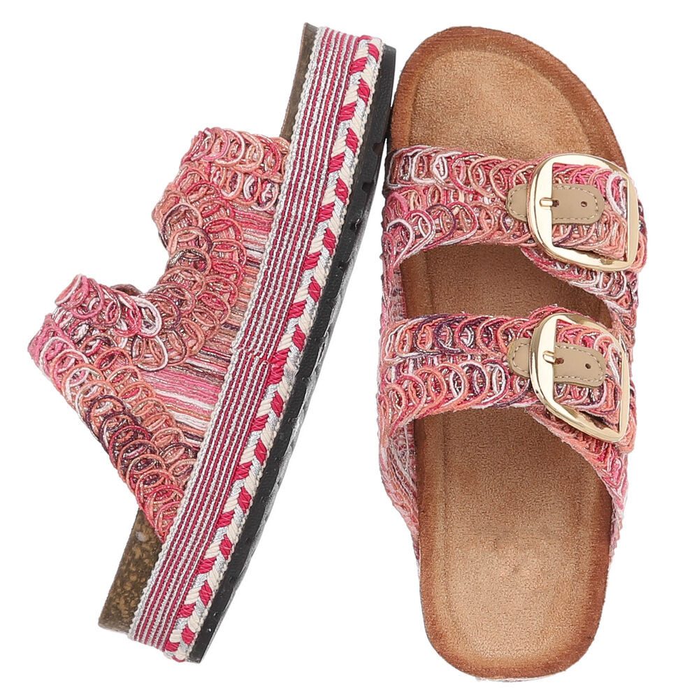 Ital-Design Elegante Sandalen mit Komfort und stilvollen Riemen Plateausandaletten (91512134) Flach Pantoletten in Pink – Bild 2 von 5