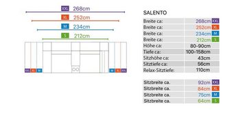 Sofanella Sofa Sofanella - Leder 2-Sitzer Kinosofa SALENTO in Grau XL: 252 x 100 cm