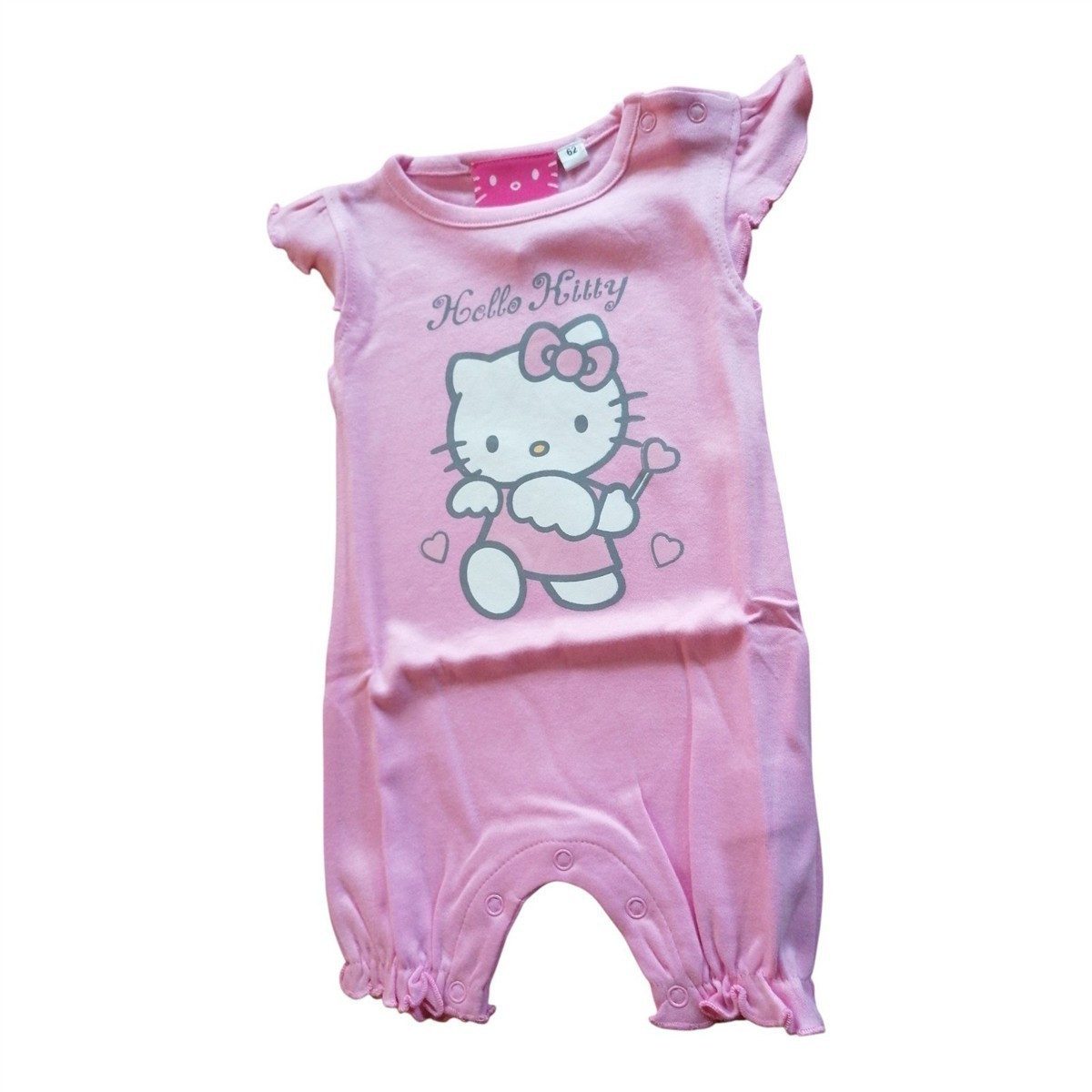 Hello Kitty Strampler Hello Kitty Babystrampler, kurzarm, pink, 100 % Baumwolle, Rüschenärme