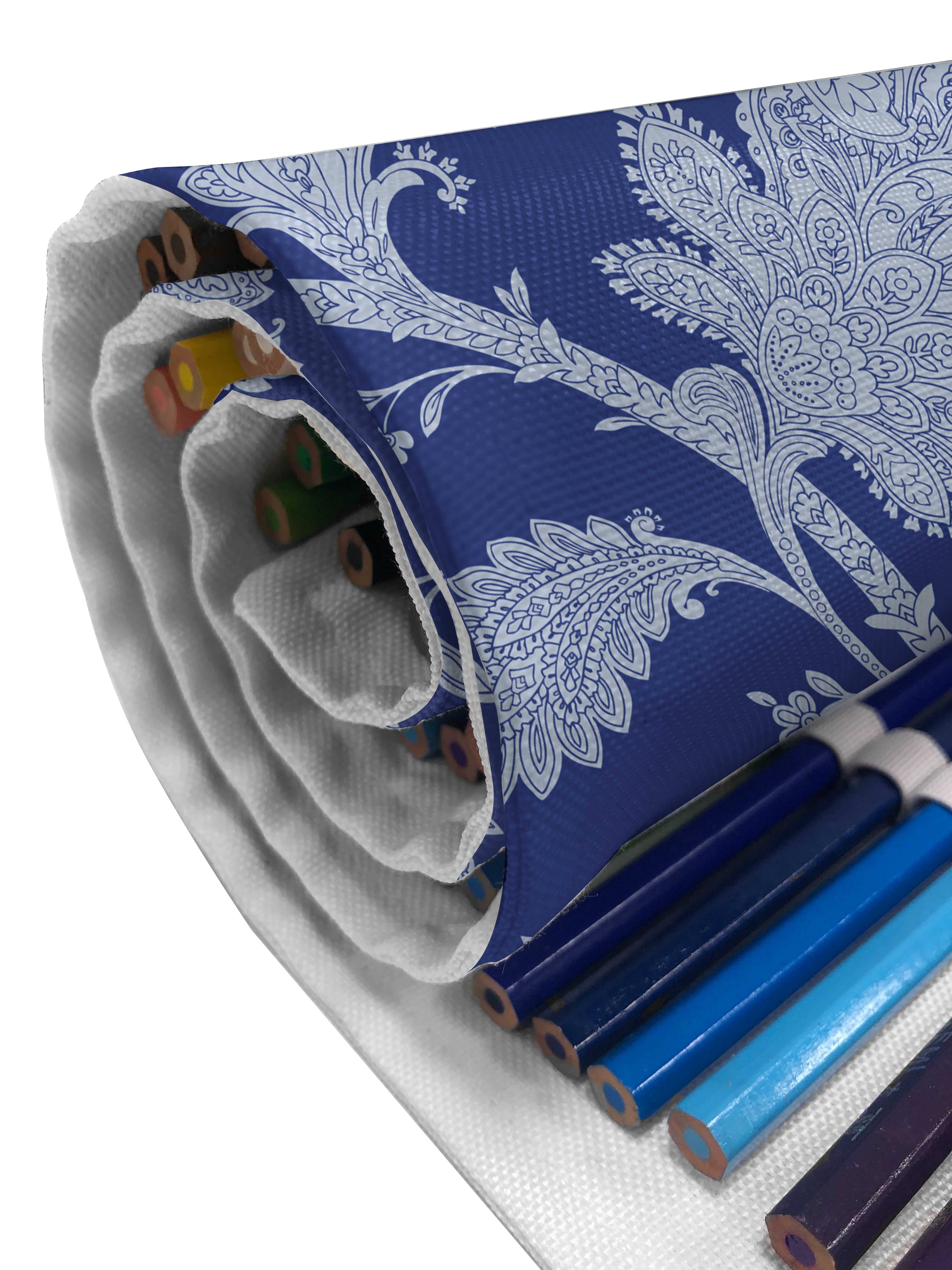 und Abakuhaus Stiftablage Segeltuch tragbar Paisley-Muster man langlebig Federmäppchen Blumen Organizer, Königsblau