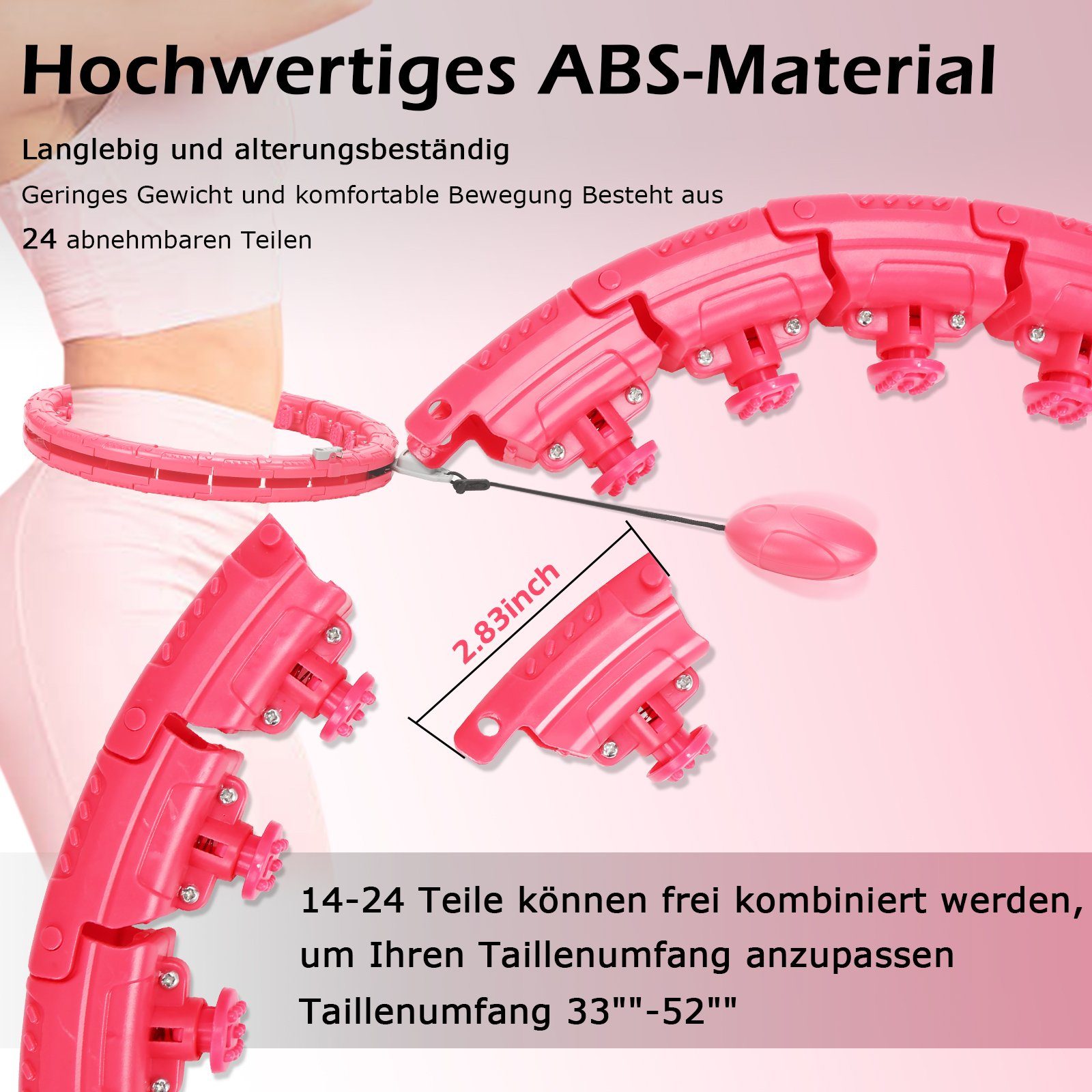 24x Artikulierte Hoop Einstellbar TolleTour mit 1.2kg Smart Hula Hula-Hoop-Reifen Zähler 24