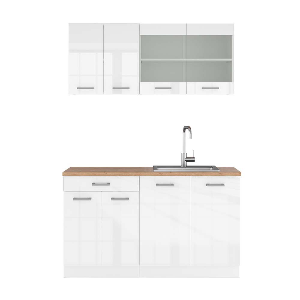Vicco Küchenzeile R-Line, Weiß Hochglanz/Weiß, 140 günstig online kaufen