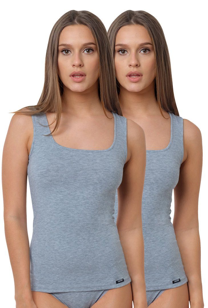 Baumwoll-Stretchqualität grau (2-St) Unterhemd in Yenita® Modern-Collection angenehmer