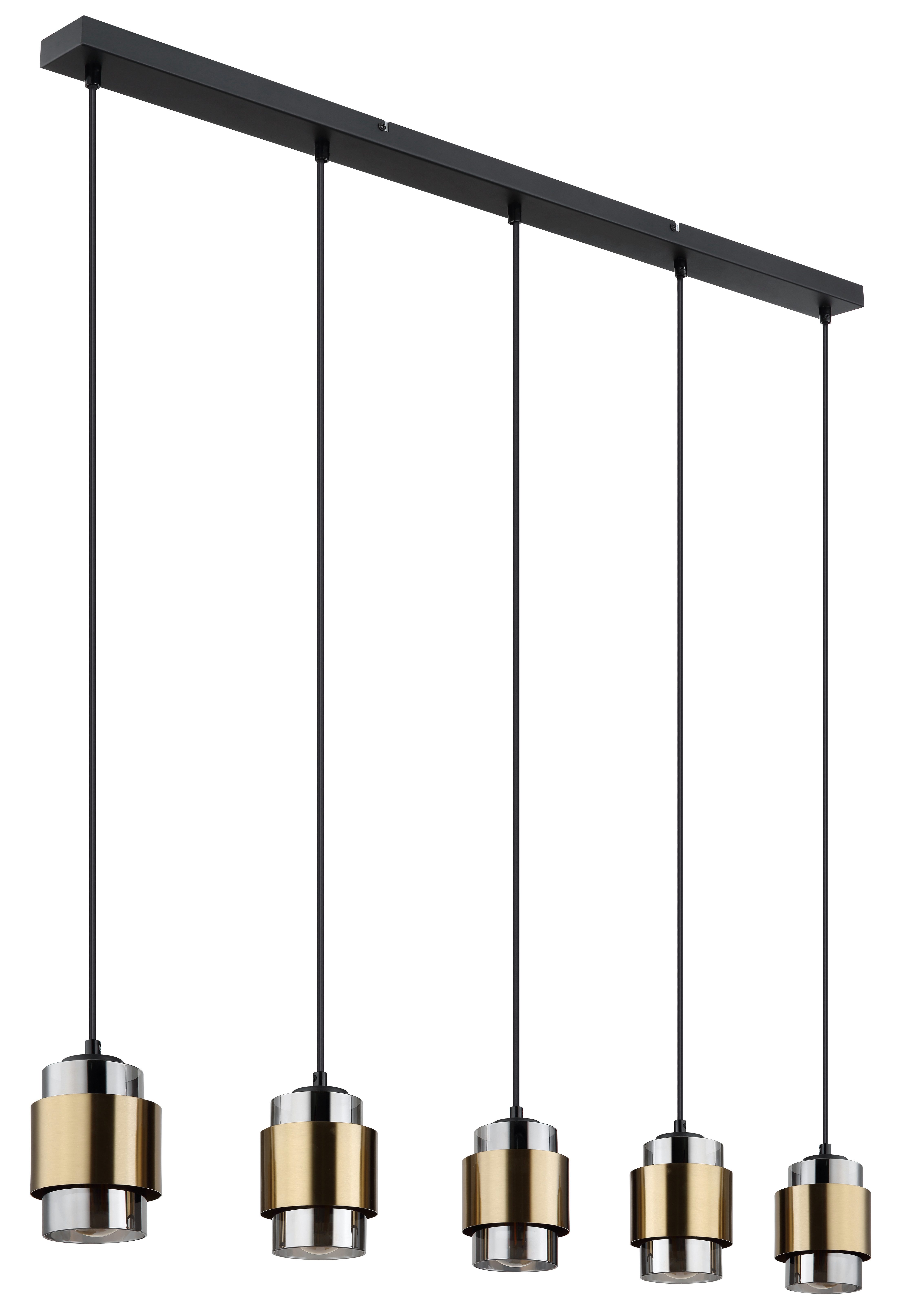 GLOBO LIGHTING Hängeleuchte MILLEY, ohne Leuchtmittel, Hängeleuchte Schwarz, Rauchglas, Messingring, E27