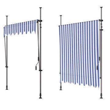 TLGREEN Klemmmarkise,Balkonmarkise,Sonnenschutz mit Handkurbel, 350 x 120cm,UV-Beständig,Höhenverstellbar