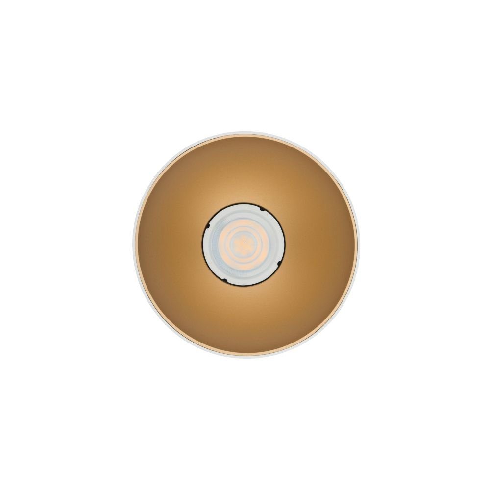 Licht-Erlebnisse Deckenleuchte GU10 Gold Weiß Deckenlampe ohne Leuchtmittel, Ø12,7cm POINT, Spot
