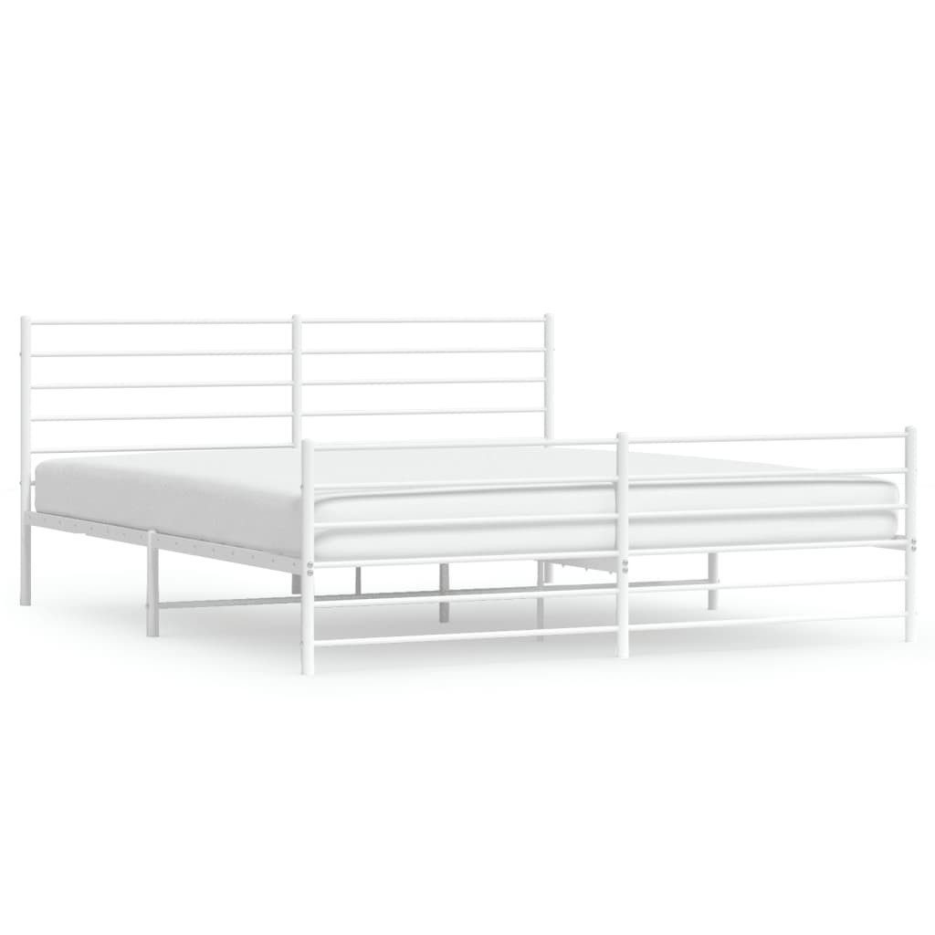 vidaXL Bettgestell, Bettrahmen mit Kopf- und Fußteil Metall Weiß 183x213 cm günstig online kaufen