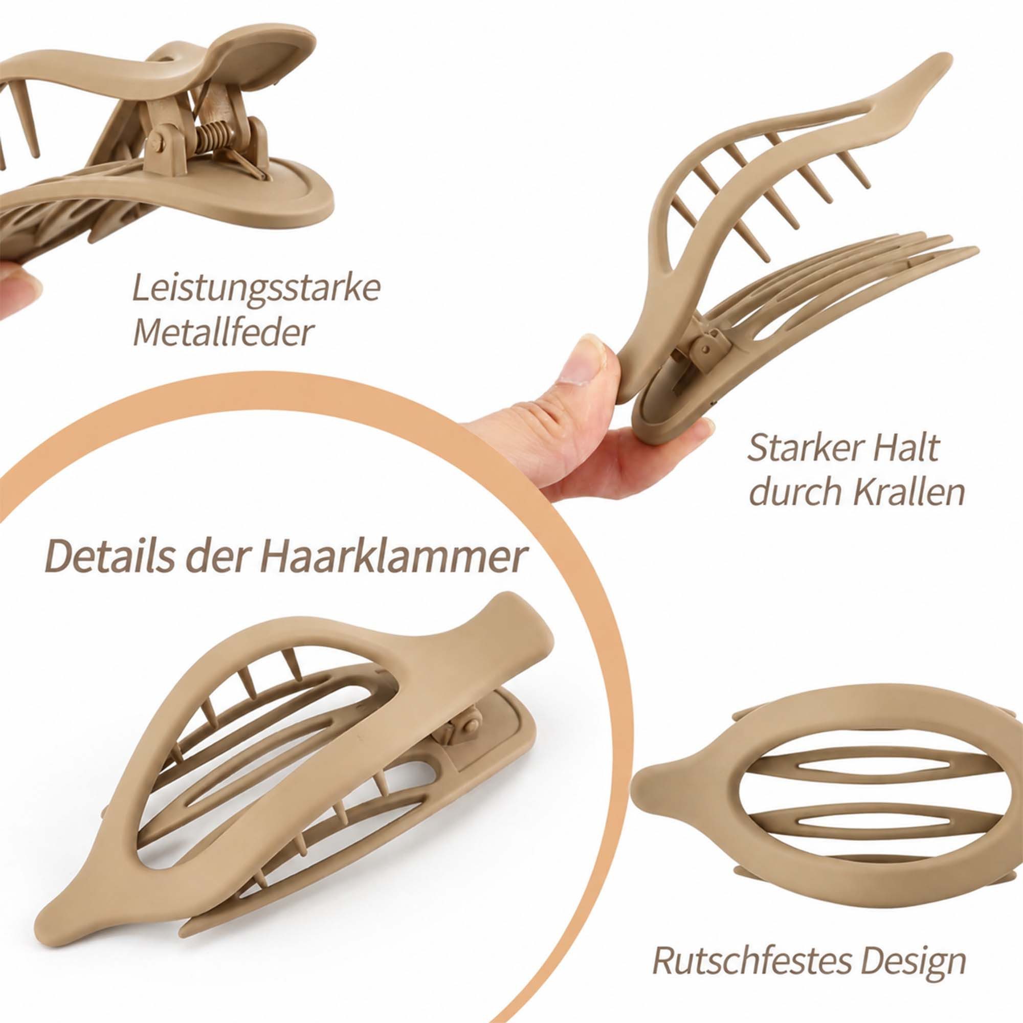 MOPUEA Haarspange Haarspangen Damen 6Stück leicht langlebig rutschfest französische Art, Einzelclip, kein unnötiges Zubehör, direkt einsatzbereit, 6 Farben für jeden Look, spart Zeit beim Kombinieren, Flach, druckfrei, rutschfest, kein Ziepen im Haar