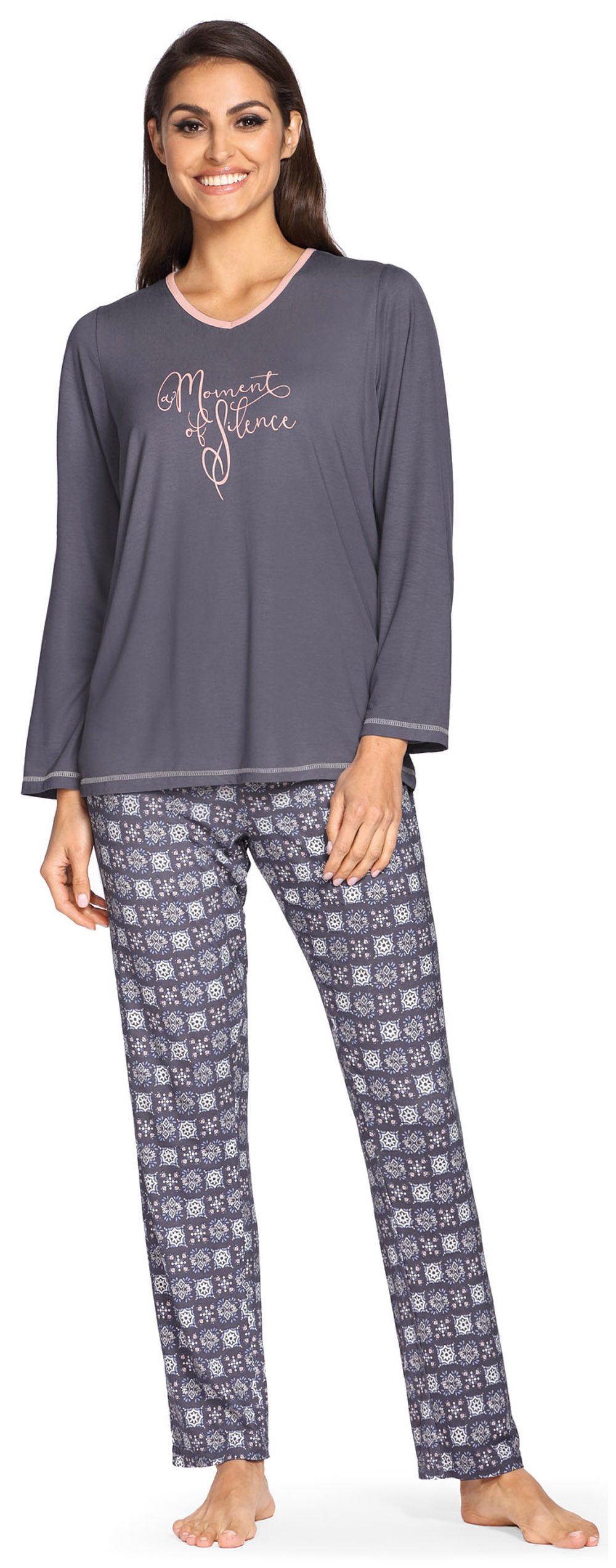 comtessa Schlafanzug (Set, 2 tlg., Set) Damen Schlafanzug 2-teilig Pyjama Langarm Viscose