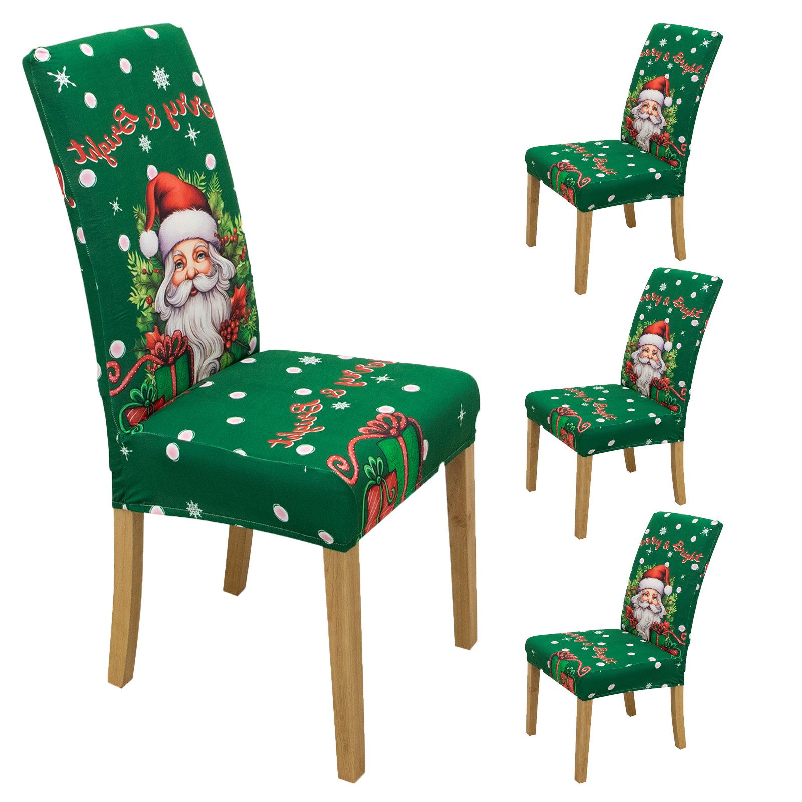 BTTO Stuhlhusse Stuhlhuss Weihnachtsstuhlbezug Sitzbezug Stretch Stuhlbezug, Elastische Milchseidenstoff Stretch Husse