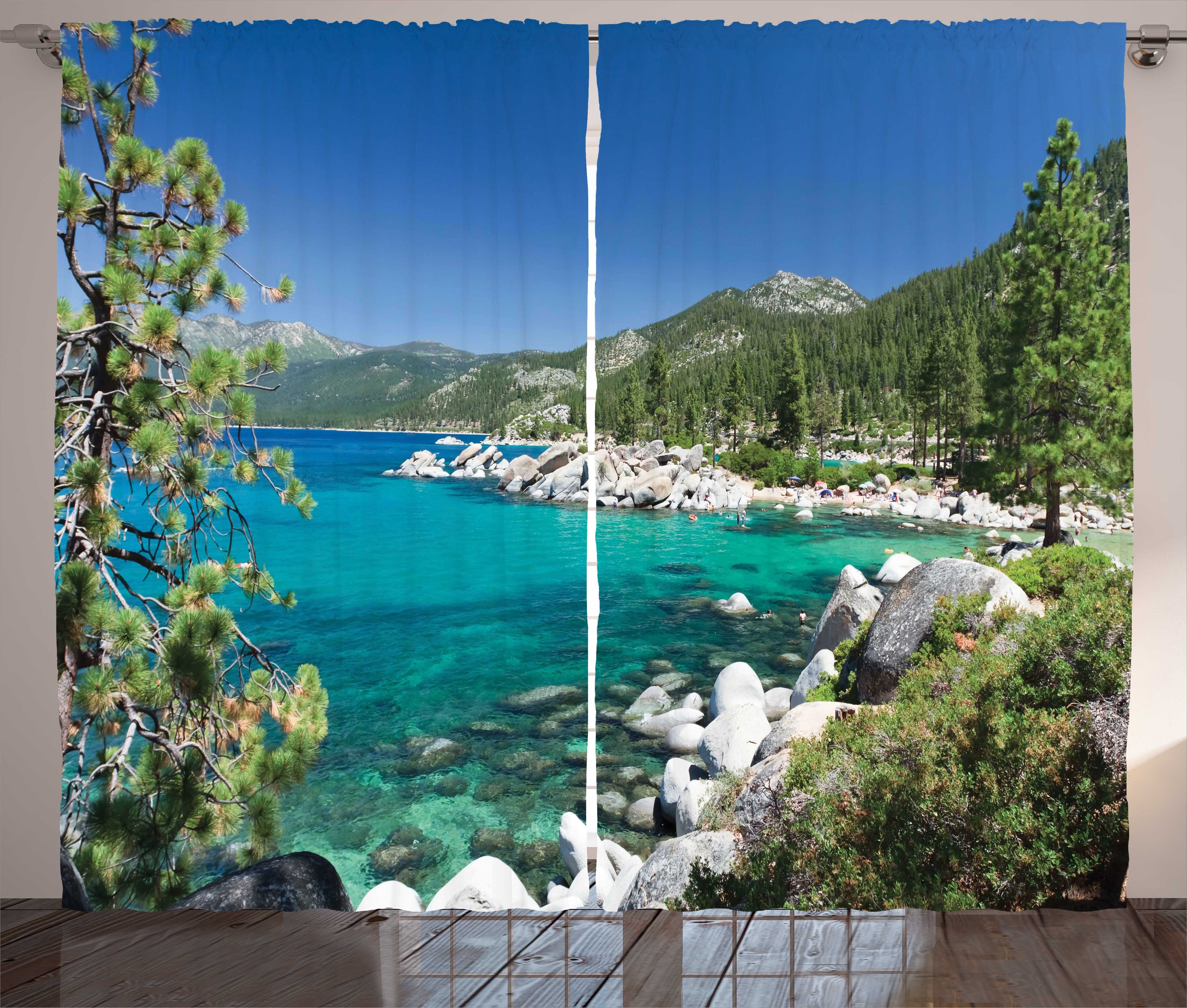 View Schlaufen und Kräuselband lake Abakuhaus, Schlafzimmer mit Vorhang Shore Forest Tahoe Lake Haken, Gardine