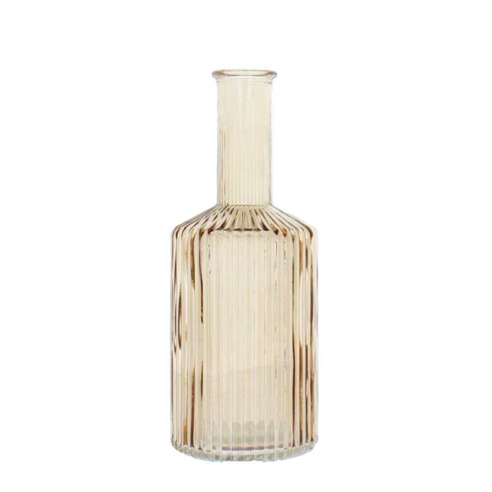MICA Dekovase Vase Flasche mit Rillen - braun - ca. 8 x 20 cm