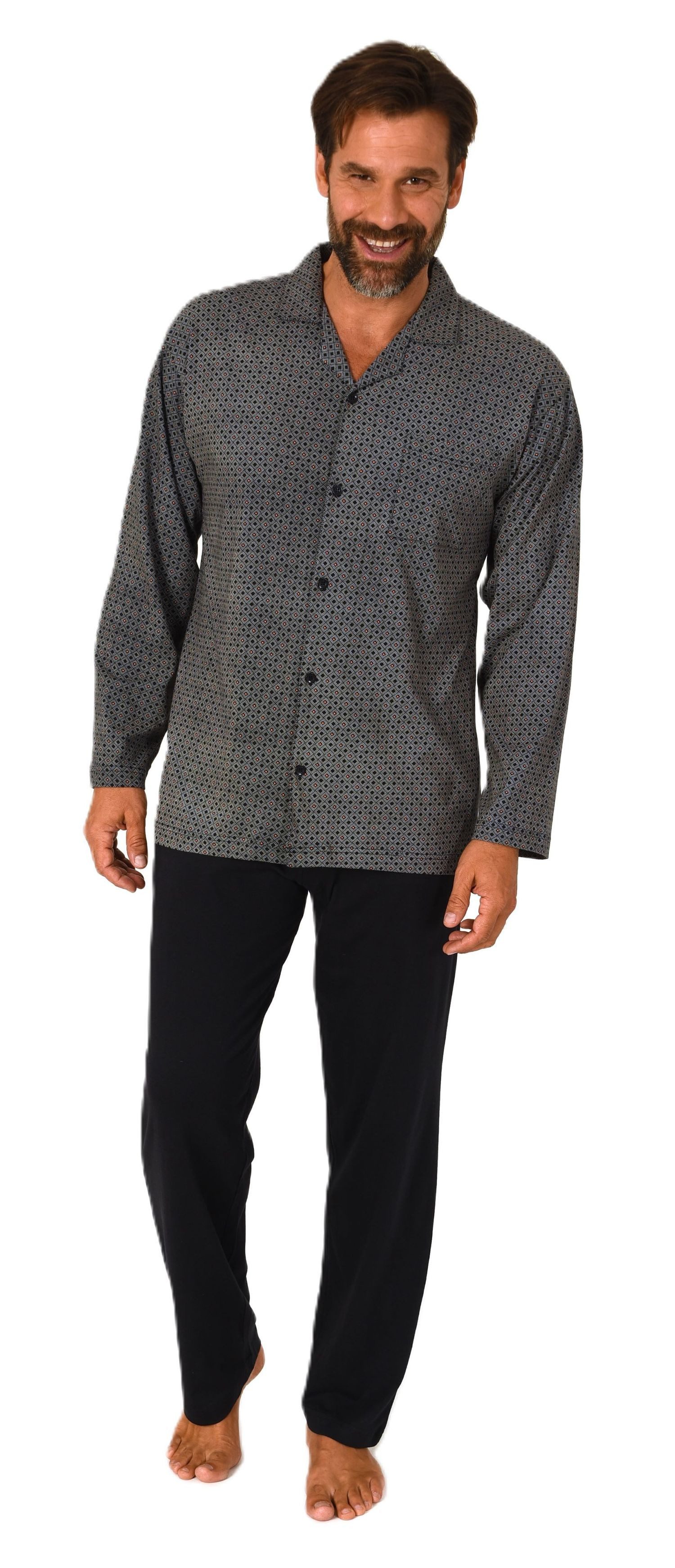 Normann Pyjama Herren Langarm Schlafanzug zum durchknöpfen, auch in Übergrö günstig online kaufen