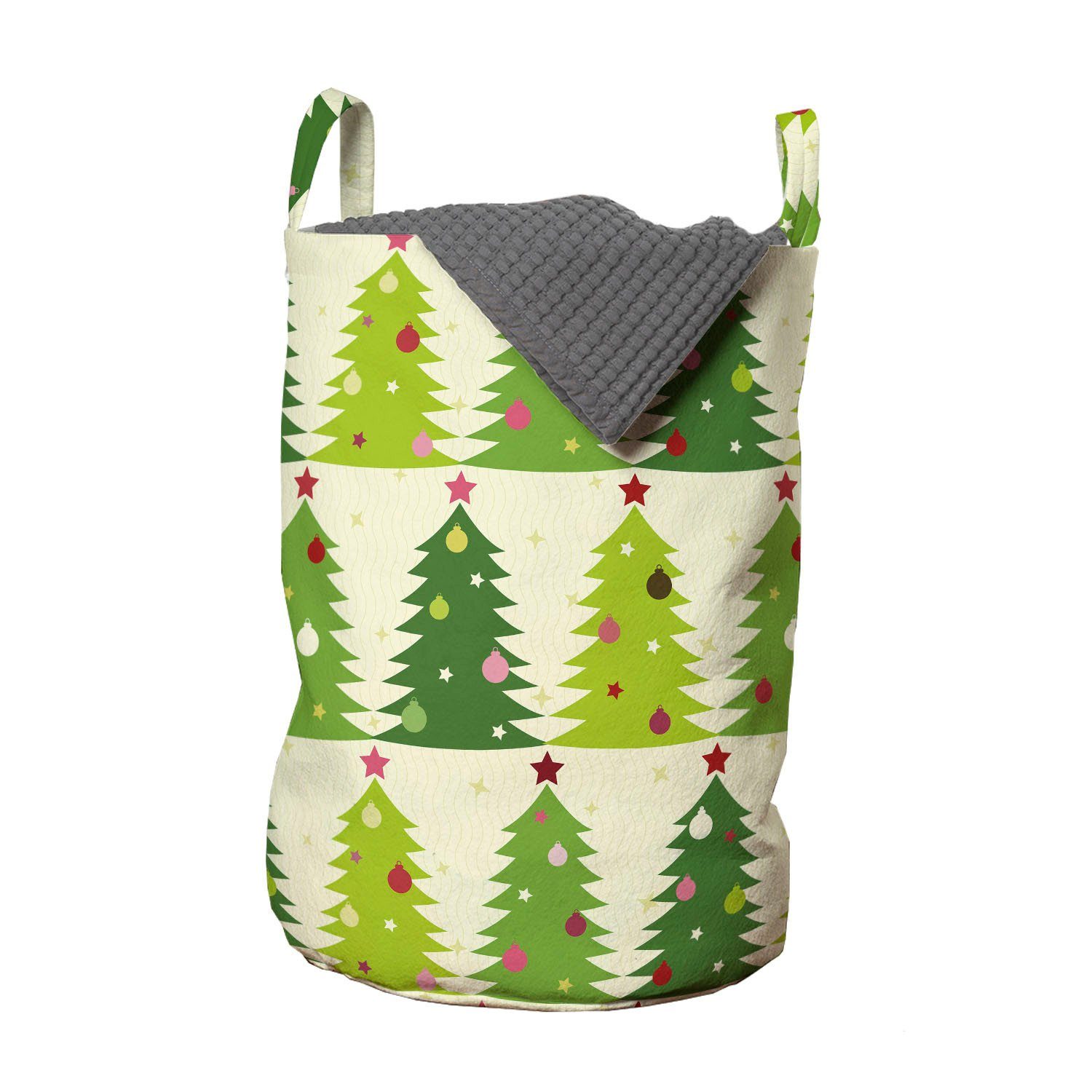 Abakuhaus Wäschesäckchen Wäschekorb mit Griffen Kordelzugverschluss für Waschsalons, Weihnachtsbaum Verzierte Bäume | Wäschesäcke